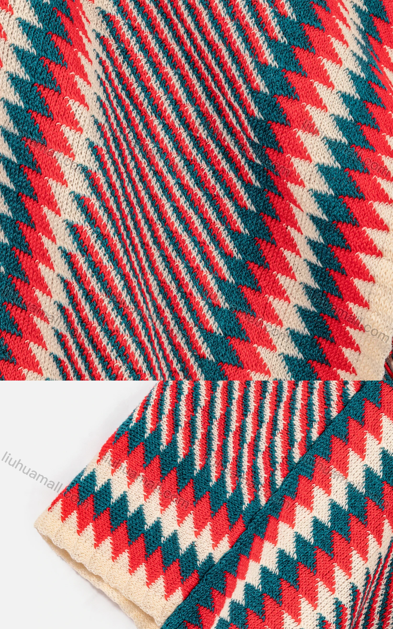 Wholesale Women's Vintage Argyle & Striped Print Tassel Trim Knit Cape - Liuhuamall
