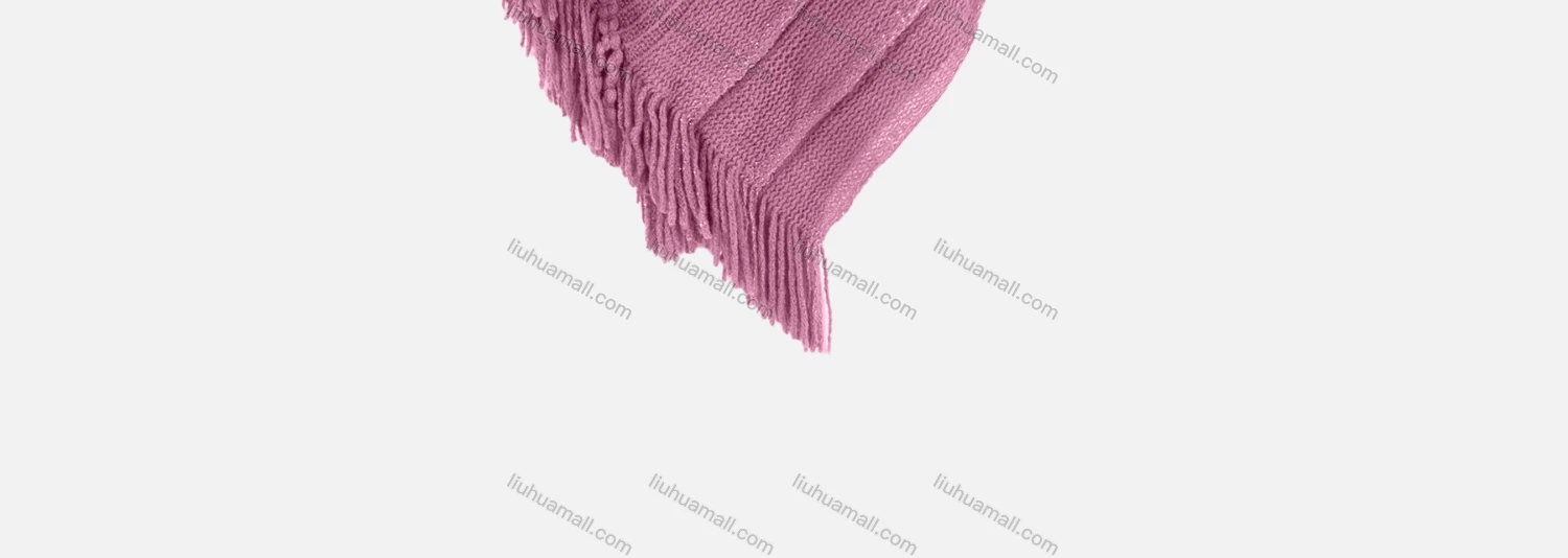 Wholesale Women's Vintage V Neck Plush Ball Embroidery Tassel Hem Plain Knit Cape - Liuhuamall