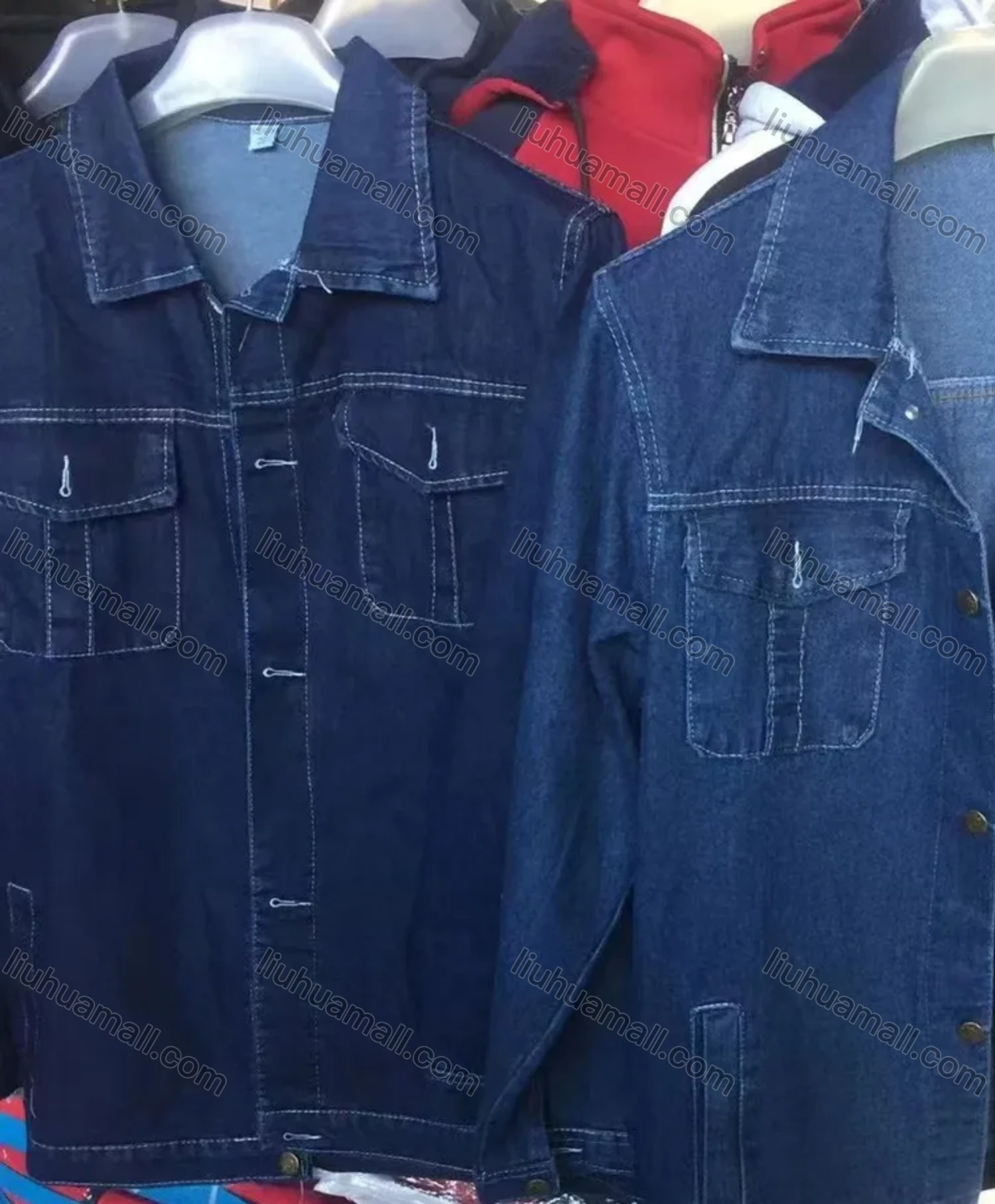 Wholesale Men's Collared Button Long Sleeve Closure Patch Pockets Denim Overshirt - Liuhuamall