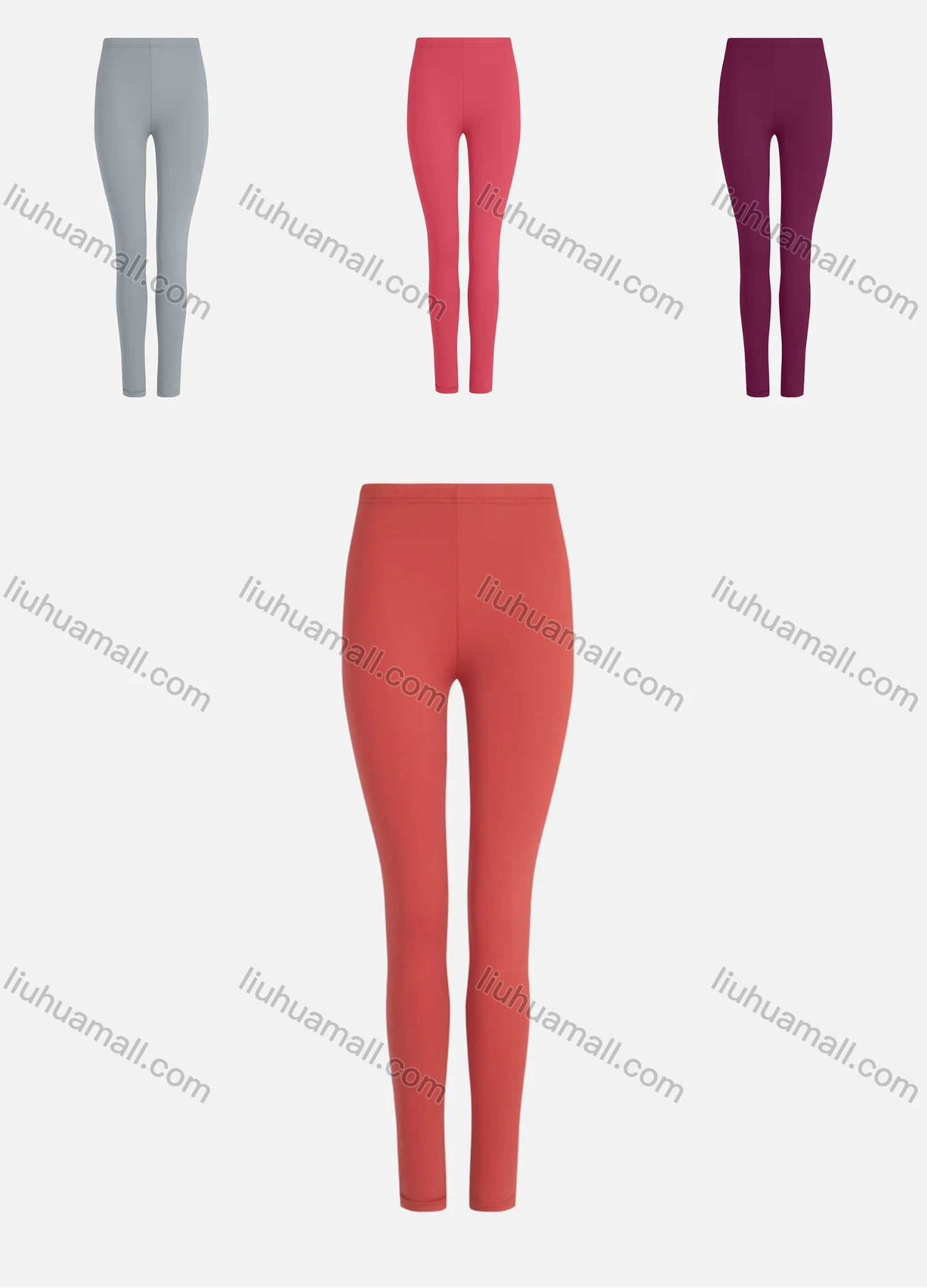 Wholesale Women's Sporty High Waist Plain Long Yoga Leggings - Liuhuamall