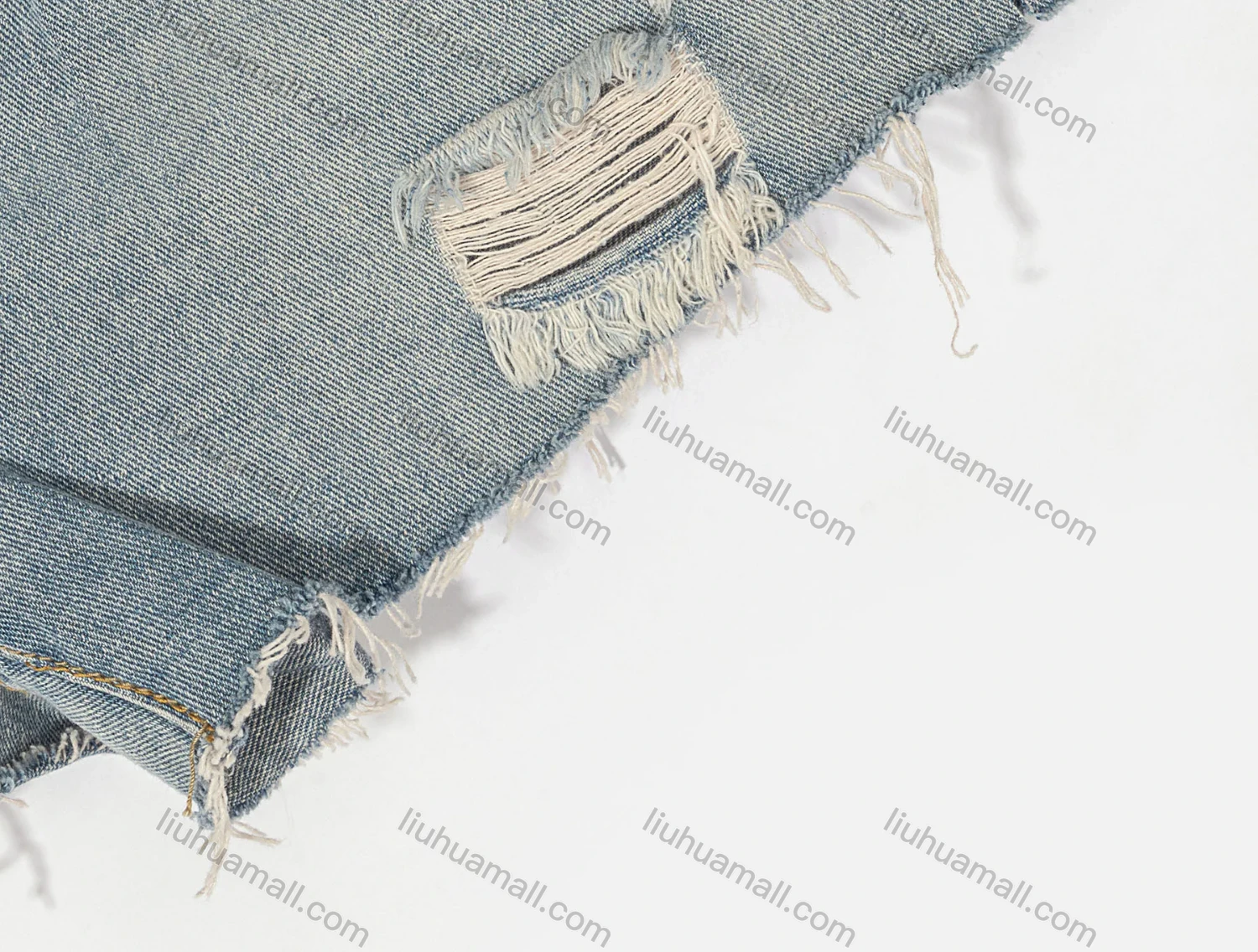 Wholesale Woman's Casual Plain 100%Cotton Pockets Ripped Pearl Decor Distressed Shorts - Liuhuamall