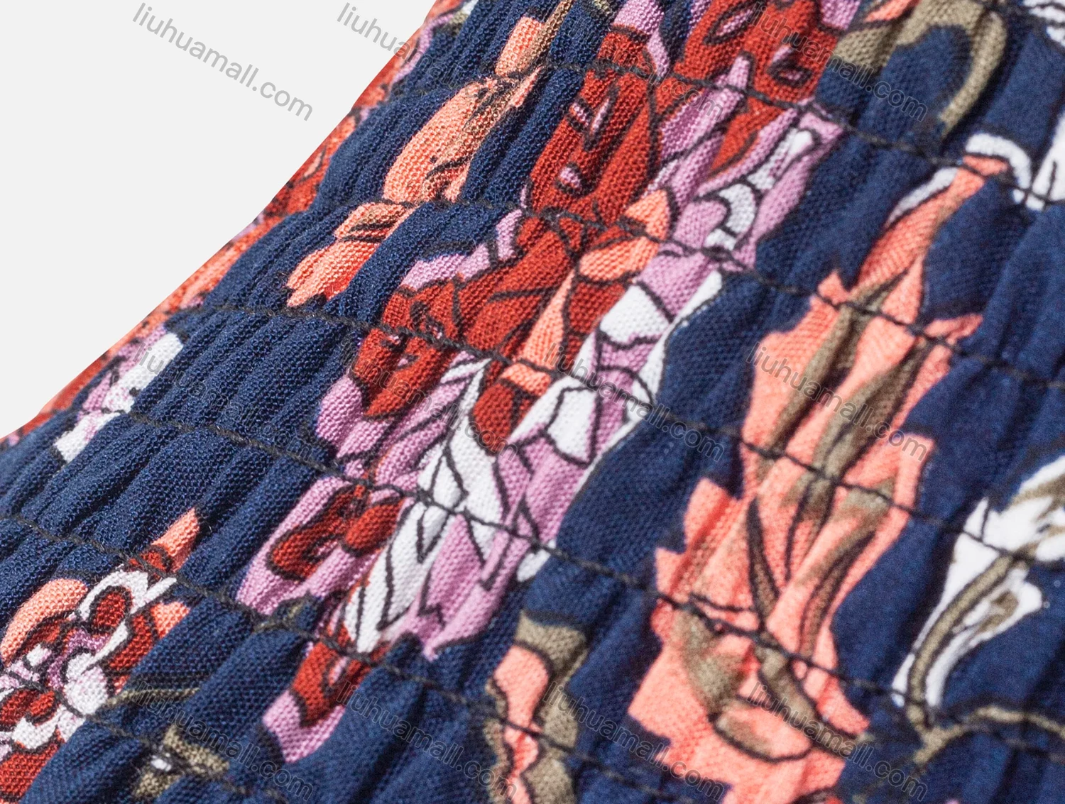 Wholesale Women's Casual Off Shoulder Short Sleeve Tie Front Pleated Floral Print Short Dress - Liuhuamall