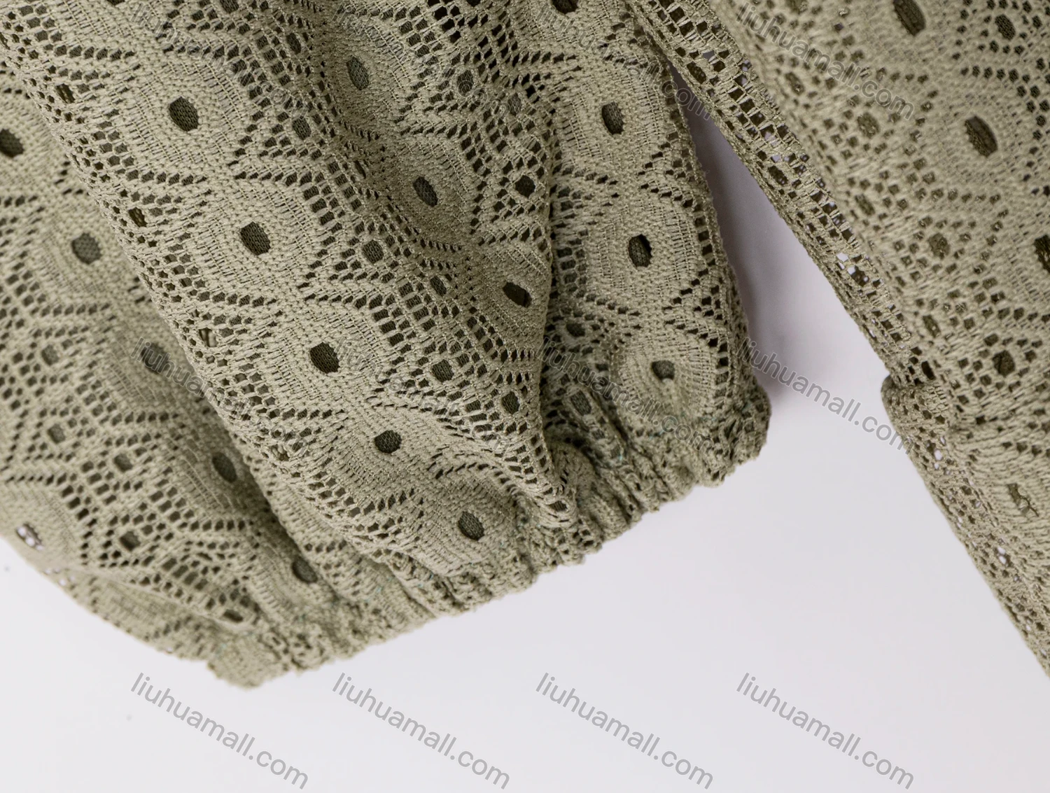 Wholesale Woman's Casual Frill Neck Tie Front Long Sleeve Eyelet Embroidered Plain Short Dress - Liuhuamall
