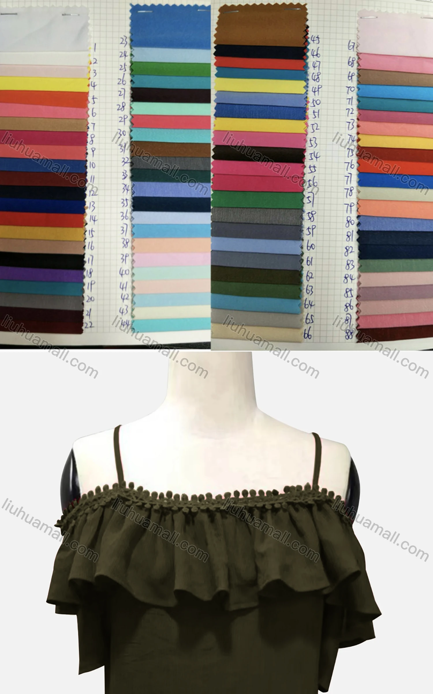 Wholesale Woman's Casual Spaghetti Strap Sleeveless Ruffle Trim Plain Cami Tunic Top - Liuhuamall