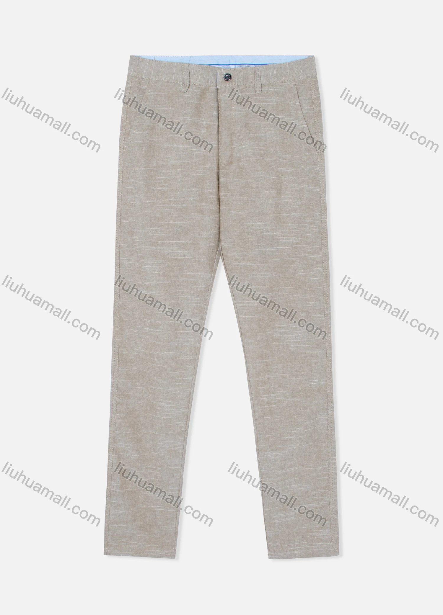 Wholesale Men's Casual Button Plain Straight Leg Pants - Liuhuamall