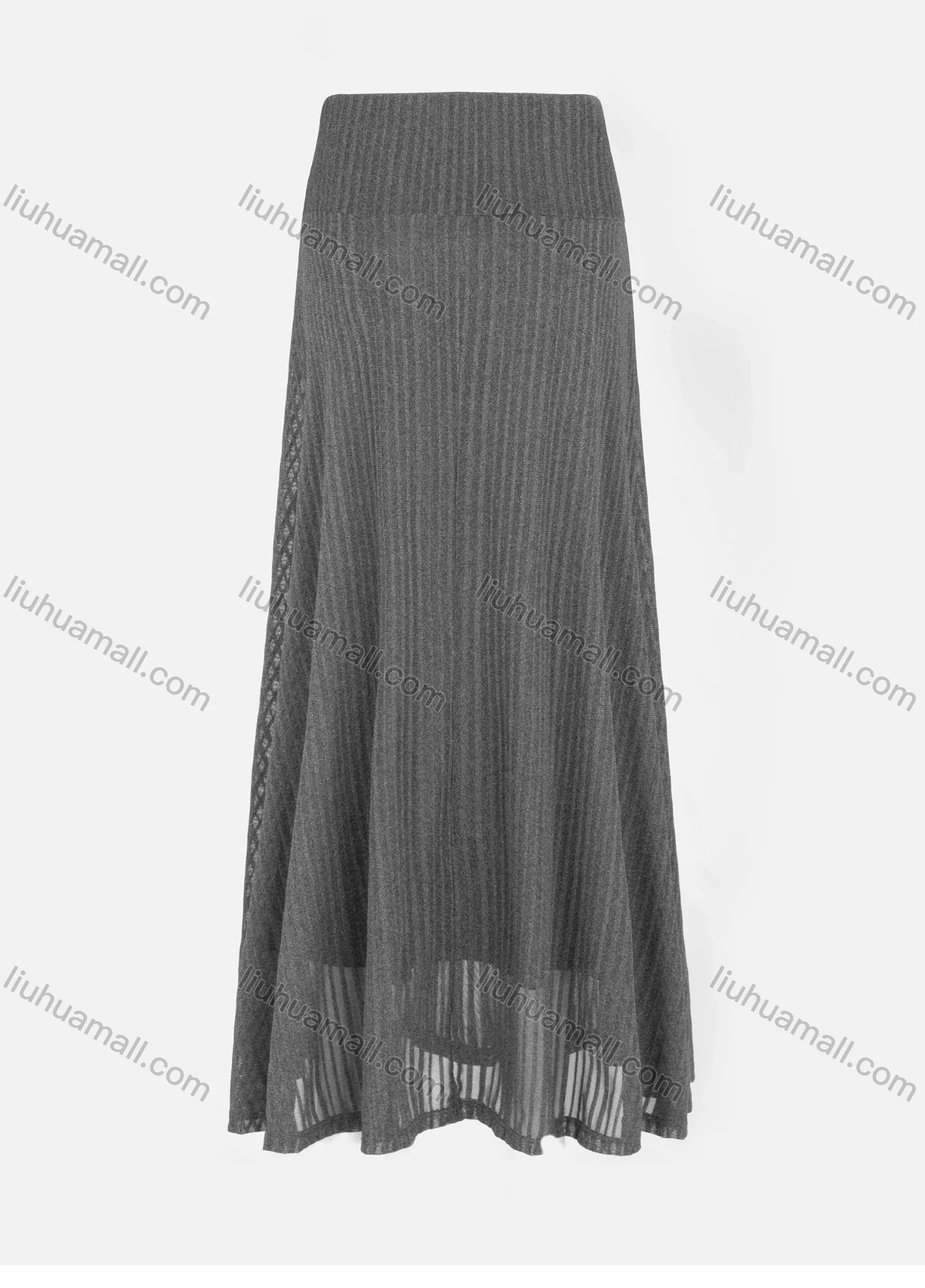 Wholesale Women's Casual Plain Elastic Waist Rhinestone Metal Decor Knit A-Line Maxi Skirt - Liuhuamall