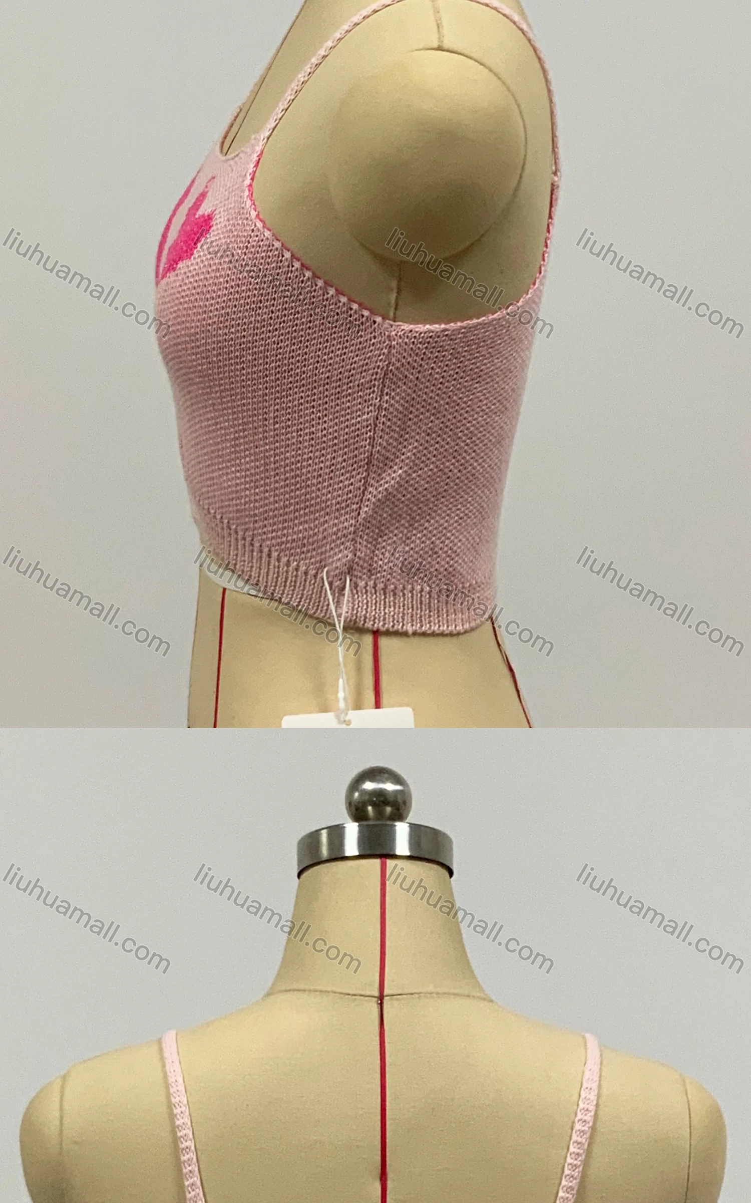 Wholesale Women's Fashion Sleeveless Square Neck Cartoon Print Knit Crop Sweater Cami Top - Liuhuamall