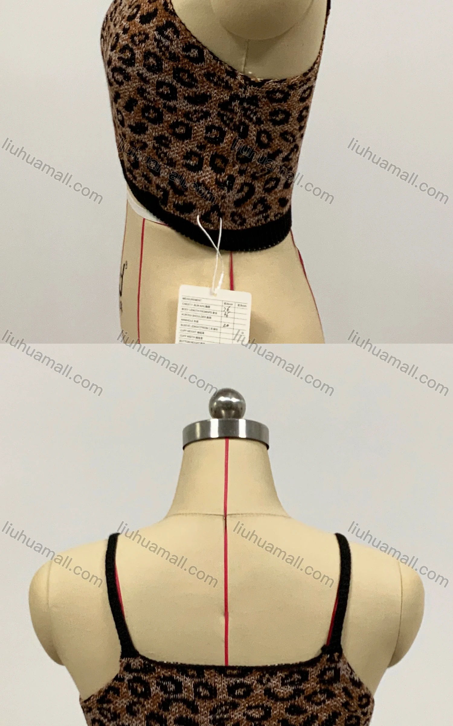 Wholesale Women's Fashion Sleeveless Square Neck Leopard Print Knit Crop Sweater Cami Top - Liuhuamall