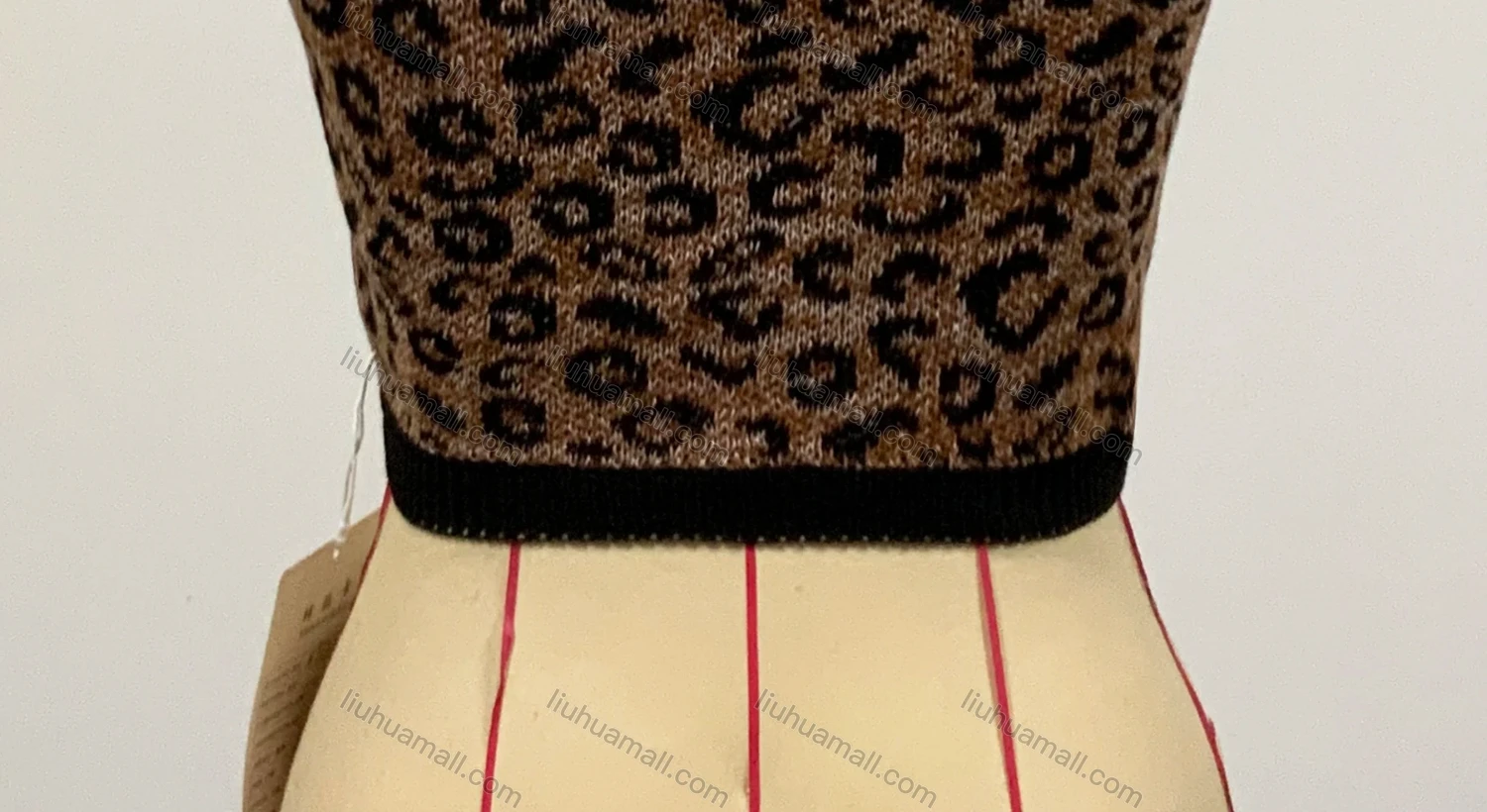 Wholesale Women's Fashion Sleeveless Square Neck Leopard Print Knit Crop Sweater Cami Top - Liuhuamall