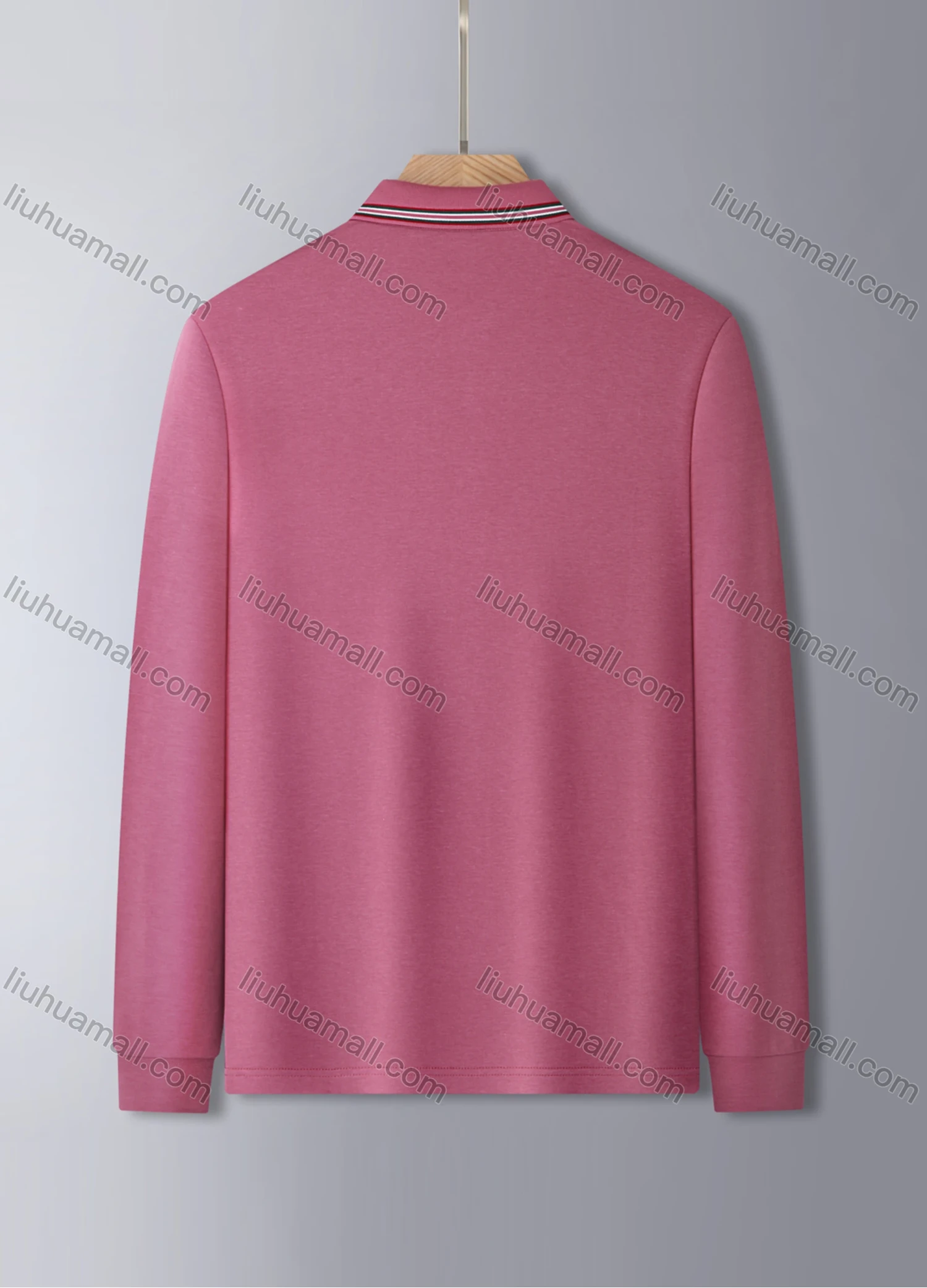 Wholesale Men's Casual Long Sleeve Multi-color Striped Trim Polo Shirt 801# - Liuhuamall