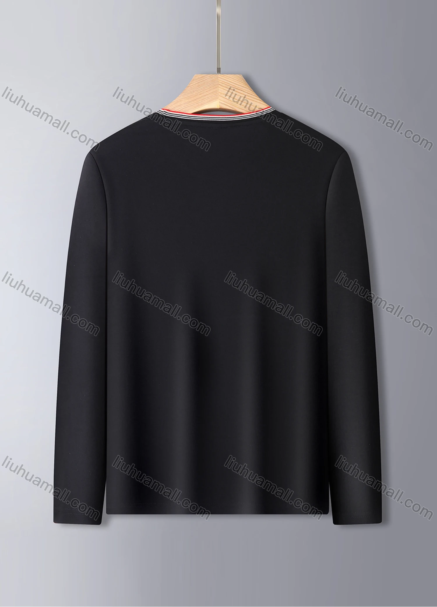Wholesale Men's Casual Crew Neck Long Sleeve Multi-color Striped Trim T-shirt 835# - Liuhuamall
