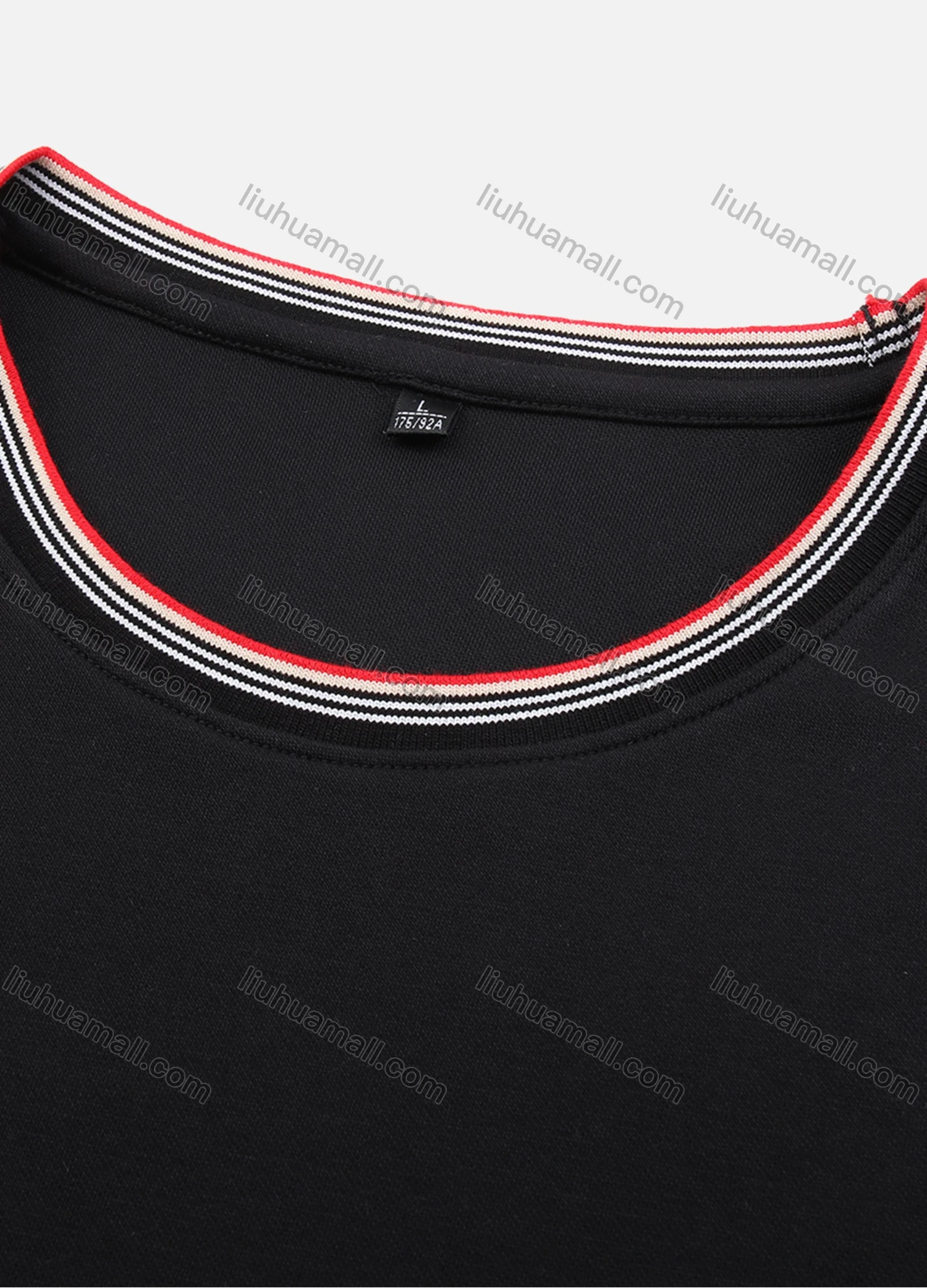 Wholesale Men's Casual Crew Neck Long Sleeve Multi-color Striped Trim T-shirt 835# - Liuhuamall