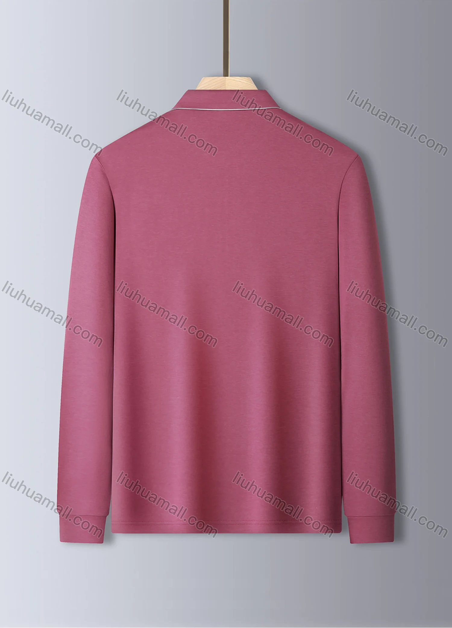 Wholesale Men's Casual Long Sleeve Collared Zipper Front Shirt Letter Embroidery Plain Top 843# - Liuhuamall