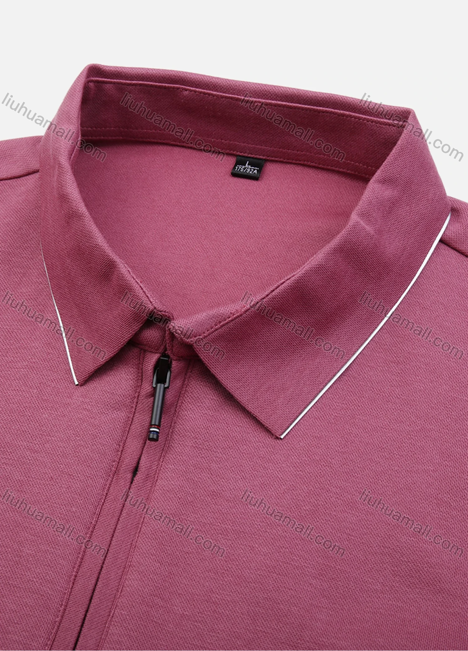 Wholesale Men's Casual Long Sleeve Collared Zipper Front Shirt Letter Embroidery Plain Top 843# - Liuhuamall