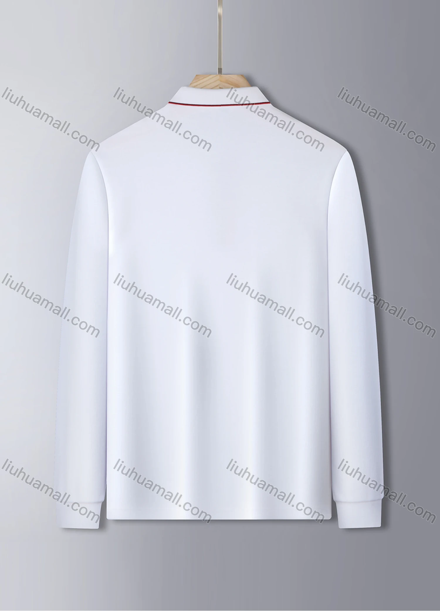Wholesale Men's Casual Long Sleeve Multi-color Striped Trim Polo Shirt 851# - Liuhuamall