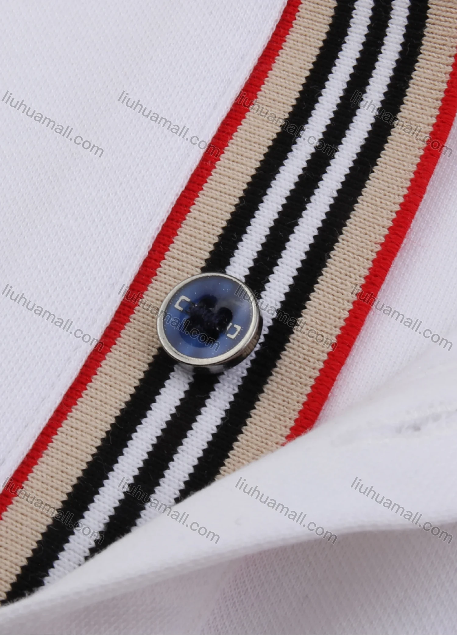 Wholesale Men's Casual Long Sleeve Multi-color Striped Trim Polo Shirt 851# - Liuhuamall