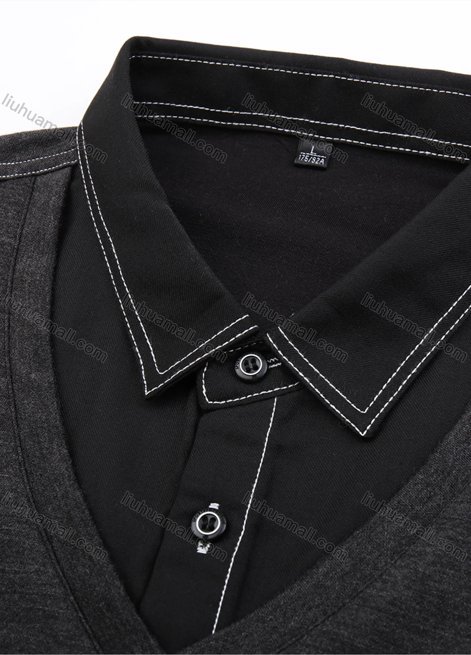 Wholesale Men's Casual Long Sleeve Collared 2 in 1 Sweatshirt 886# - Liuhuamall