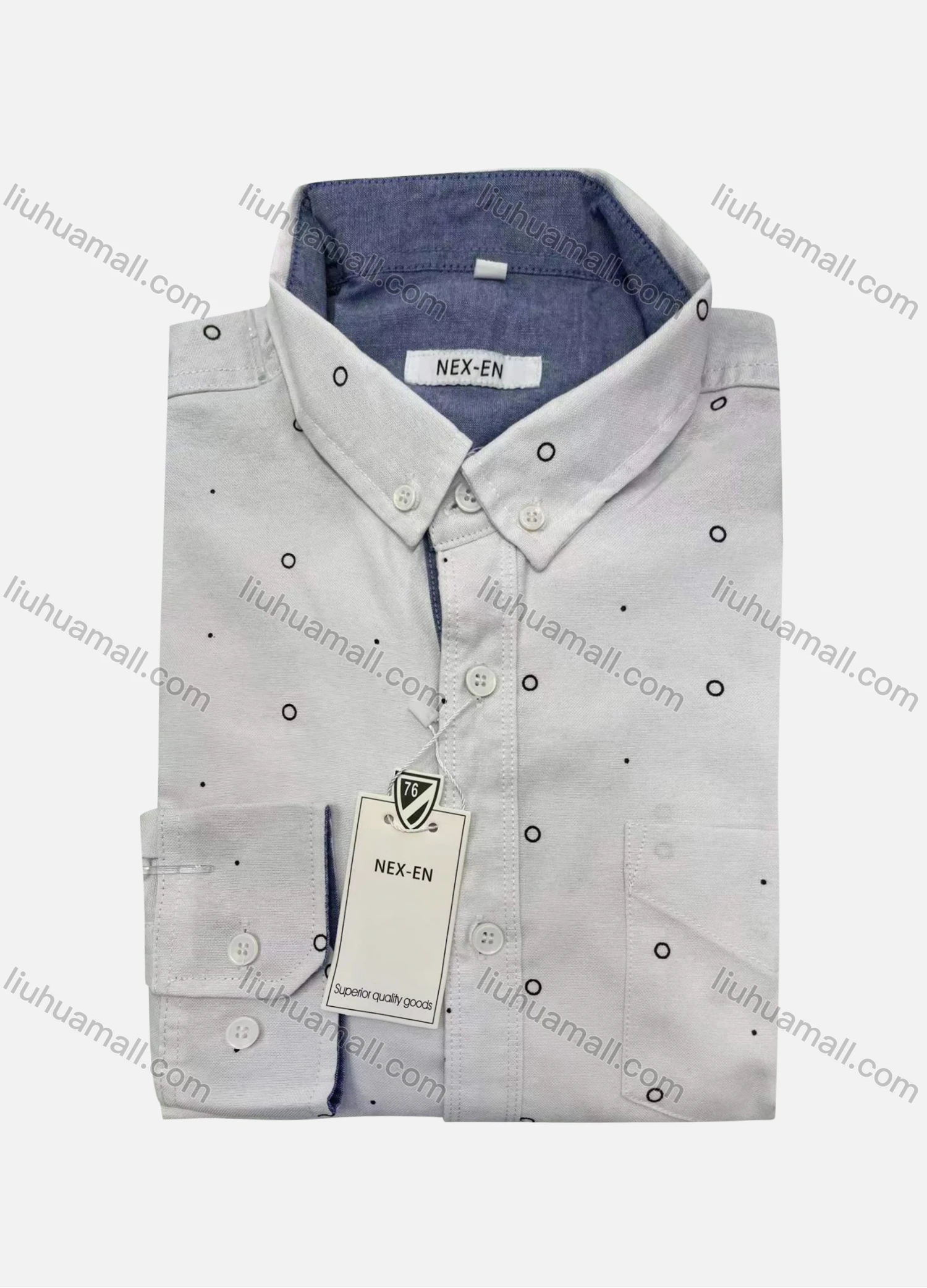 Wholesale Men's Casual Pin Dot Long Sleeve Button Down Shirt - Liuhuamall