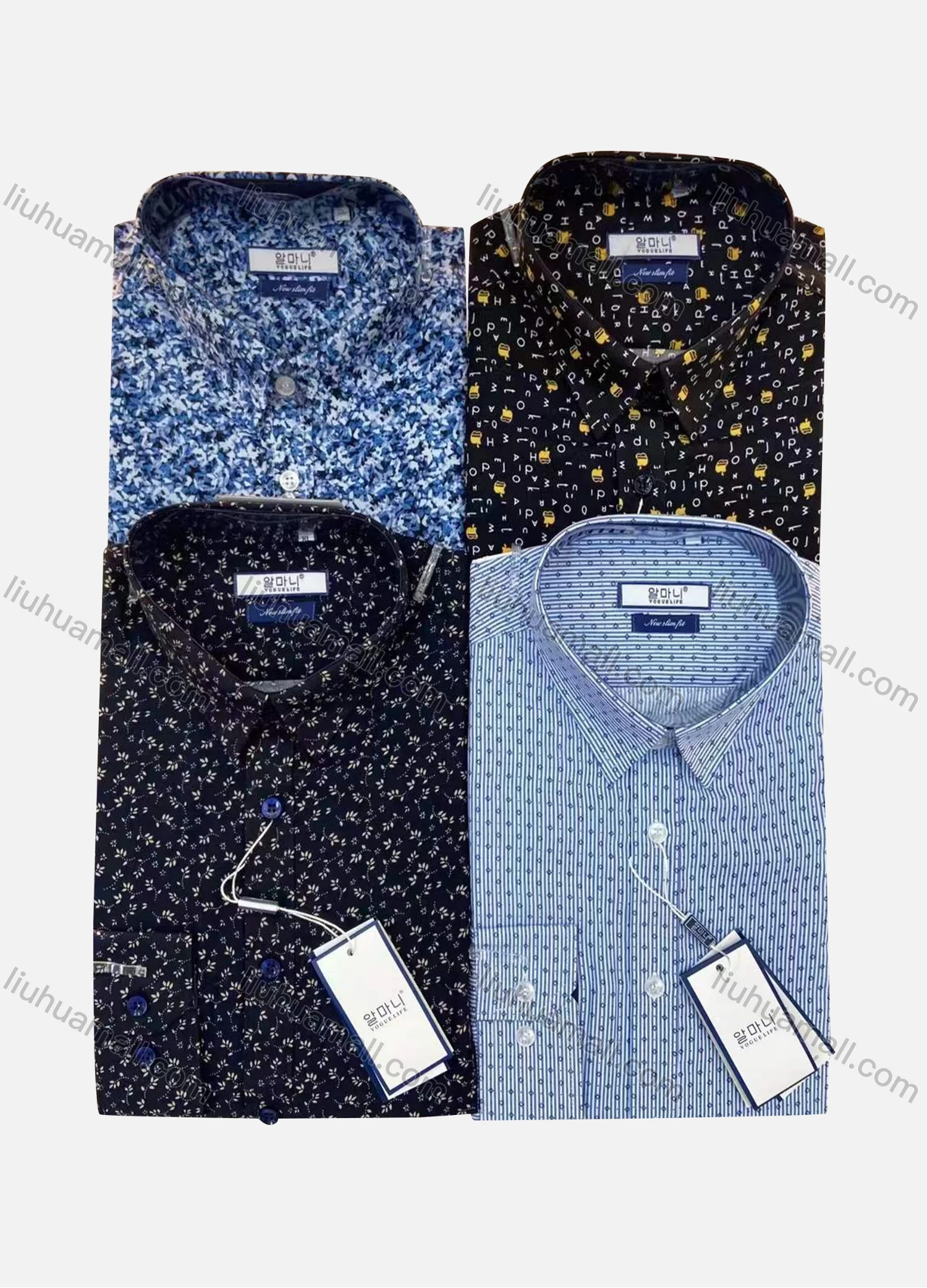 Wholesale Men's Casual Allover Print Long Sleeve Button Down Shirt - Liuhuamall