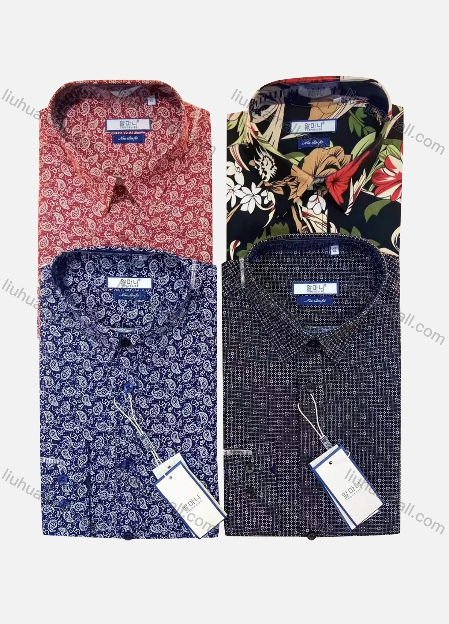 Wholesale Men's Casual Allover Print Long Sleeve Button Down Shirt - Liuhuamall