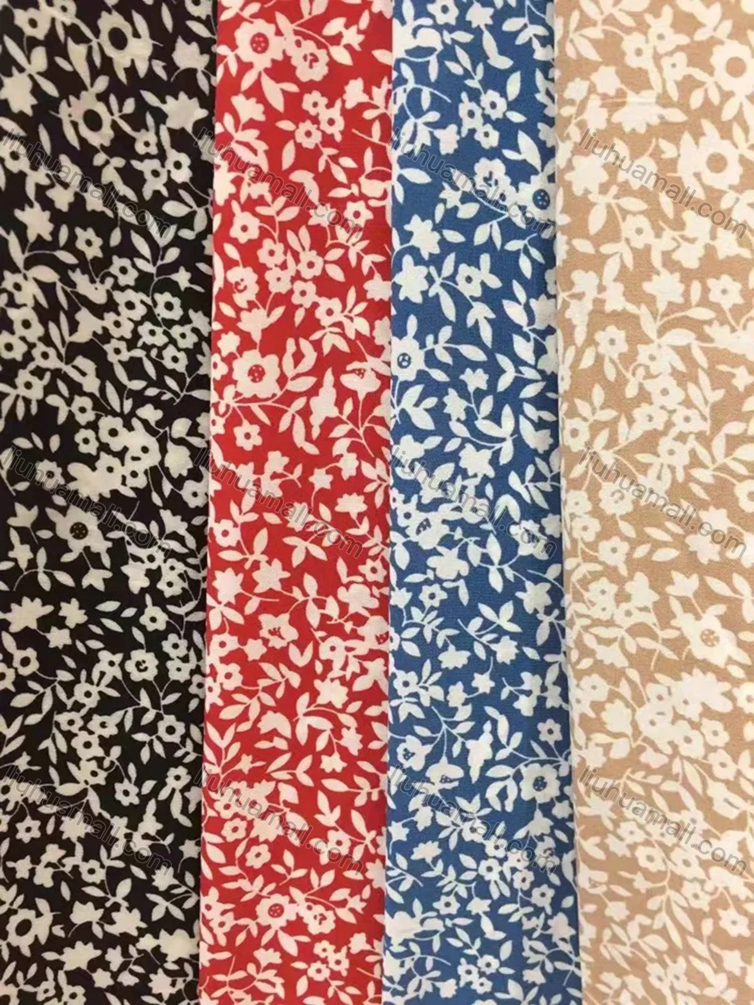 Wholesale Women's Casual Chiffon V Neck Puff Sleeve Lace Trim Ditsy Floral Peplum Maxi Dress	 - Liuhuamall