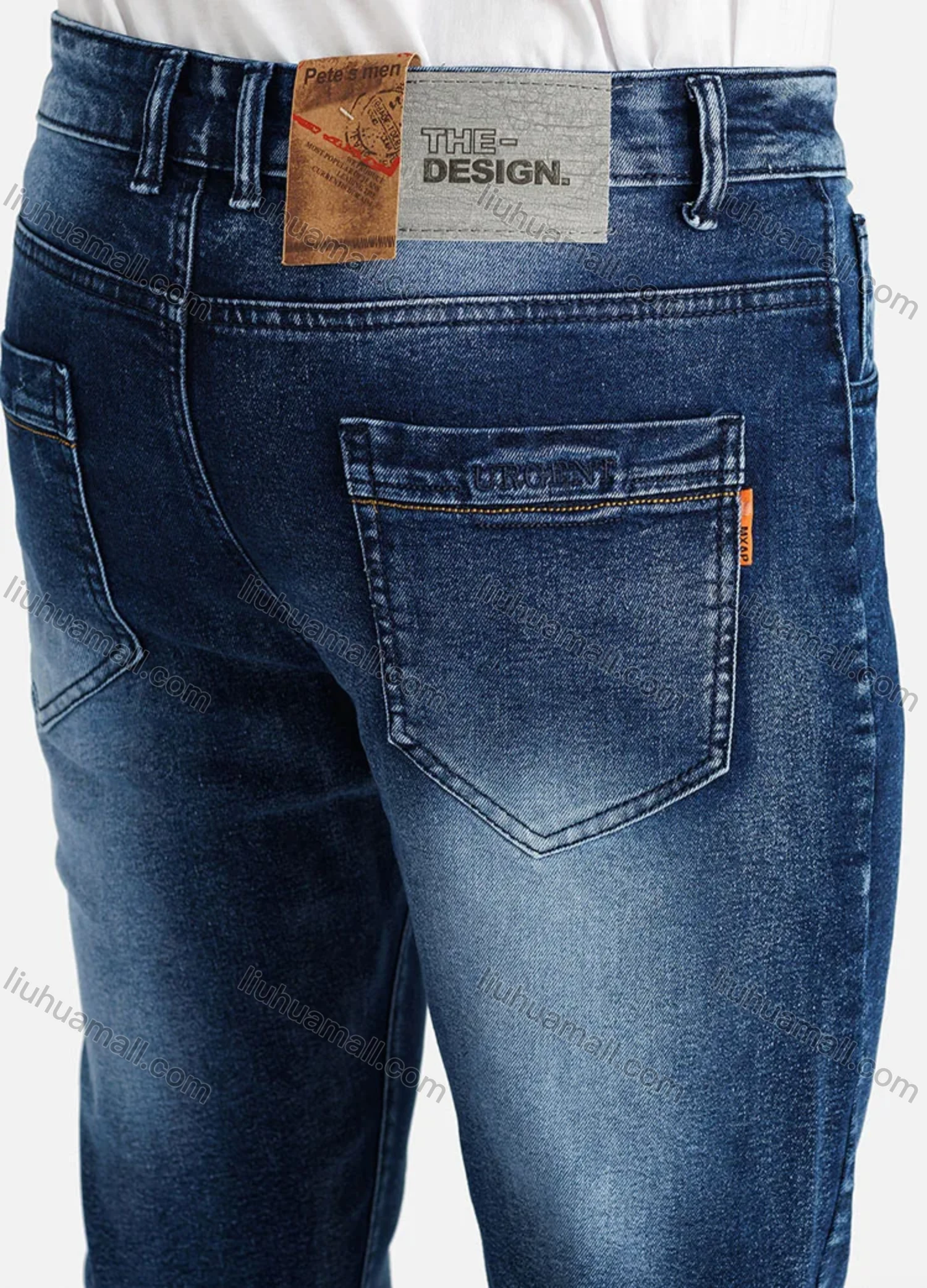 Wholesale Men's Casual Plain Distressed Pockets Slim Fit Stretch Jean - Liuhuamall