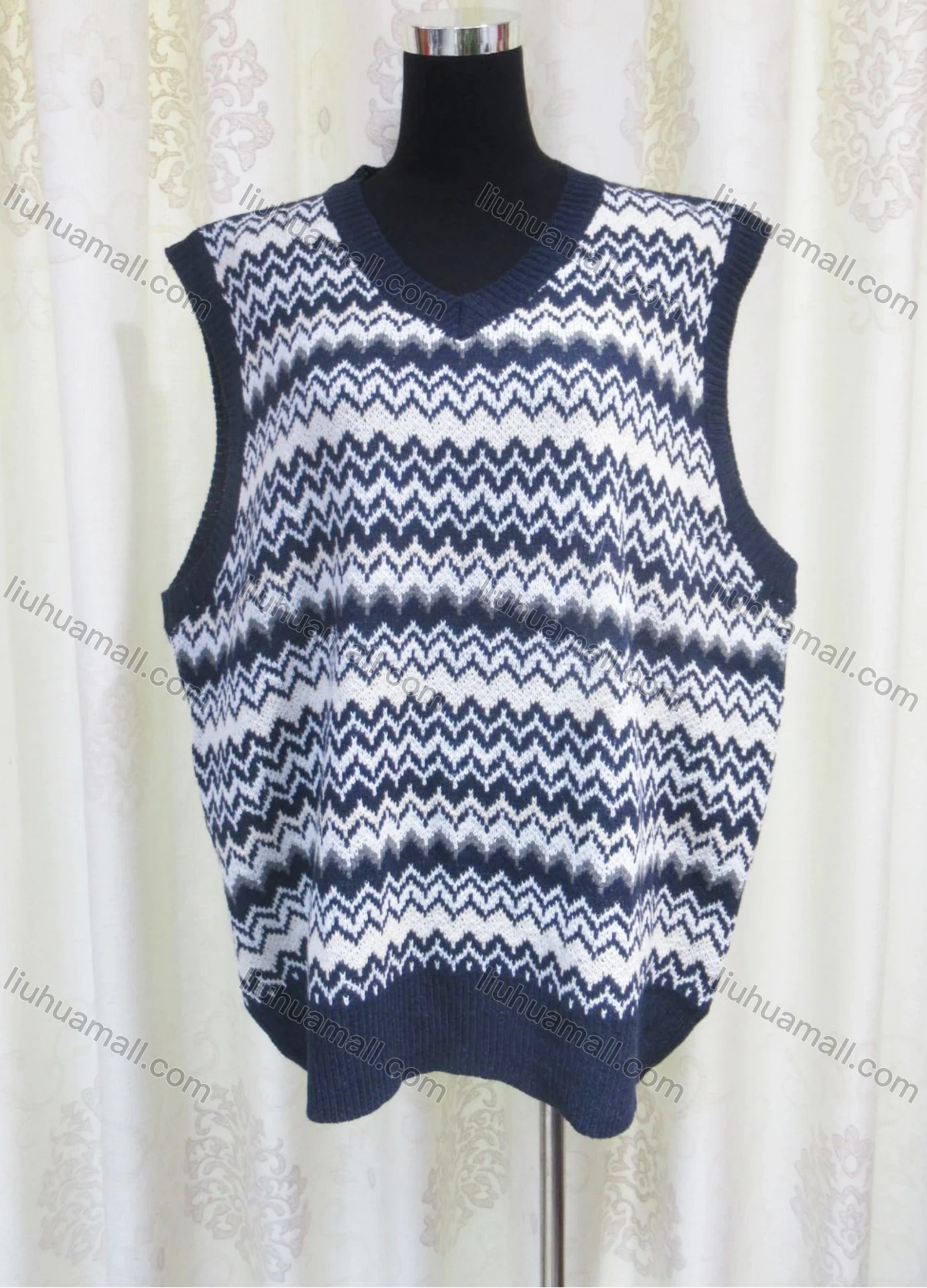 Wholesale Women's Loose Fit Wave Print Sweater Vest - Liuhuamall