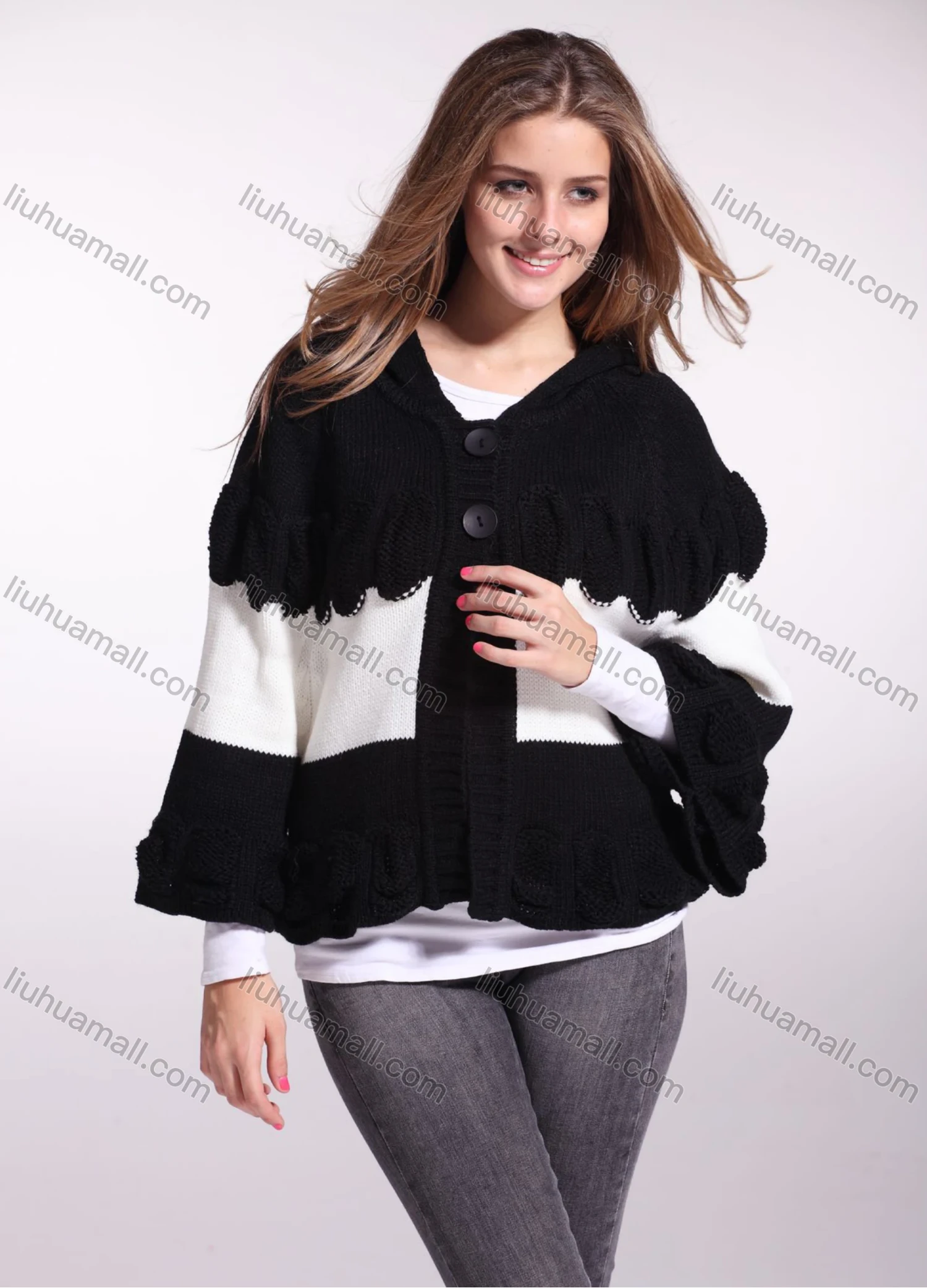 Wholesale Women's Casual Long Sleeve Button Front Colorblock Cardigan - Liuhuamall