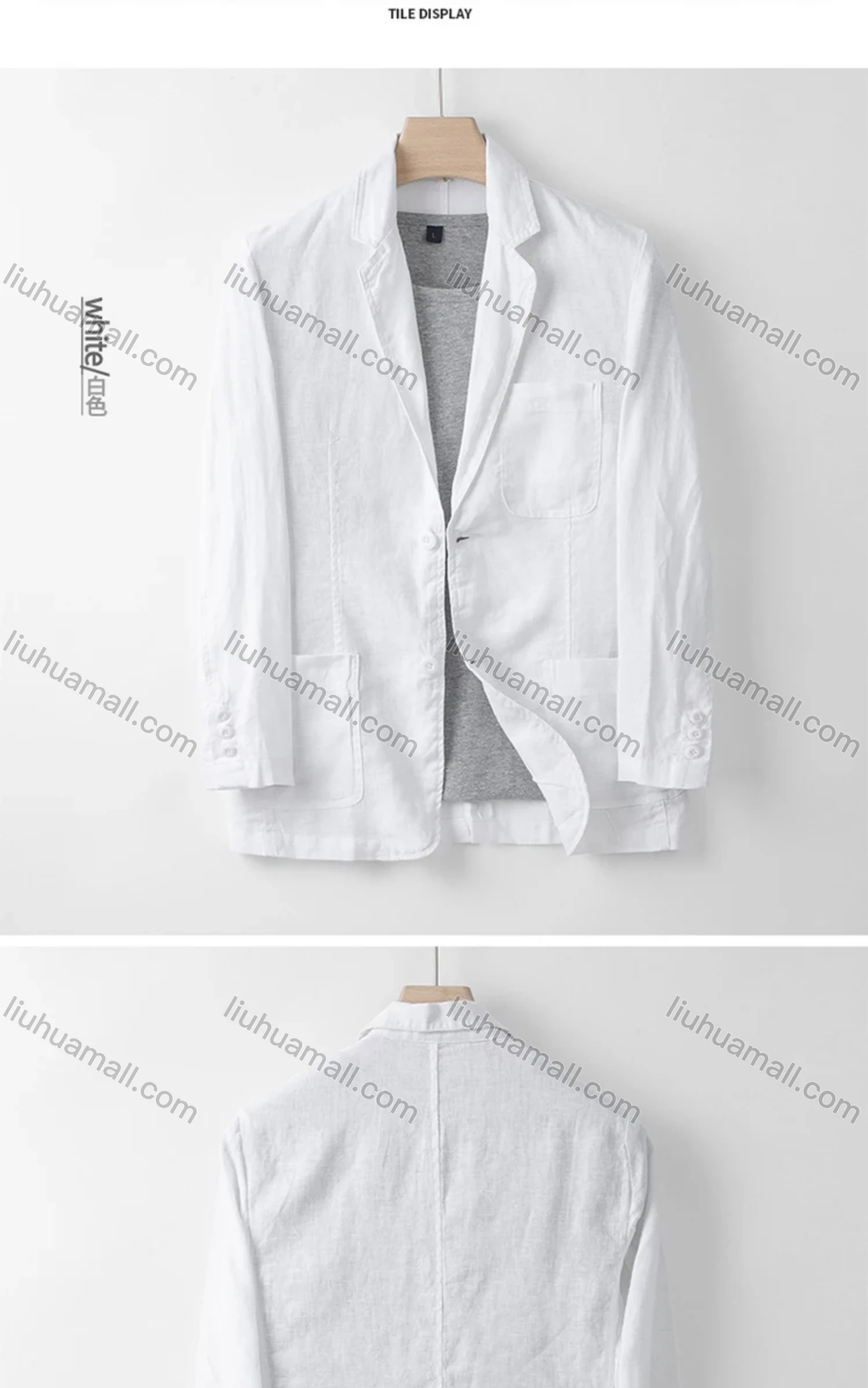 Wholesale Men's Casual Lapel Linen Plain Ruched Single Breasted Patch Pockets Blazer NM050# - Liuhuamall