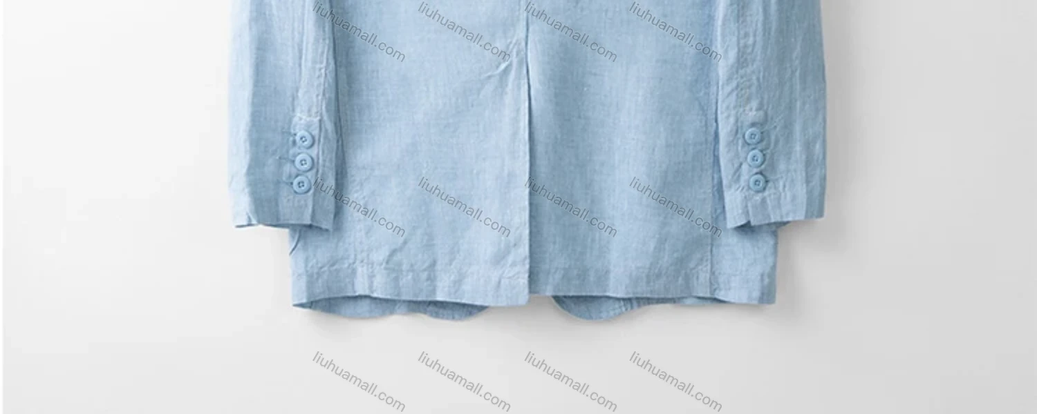 Wholesale Men's Casual Lapel Linen Plain Ruched Single Breasted Patch Pockets Blazer NM050# - Liuhuamall