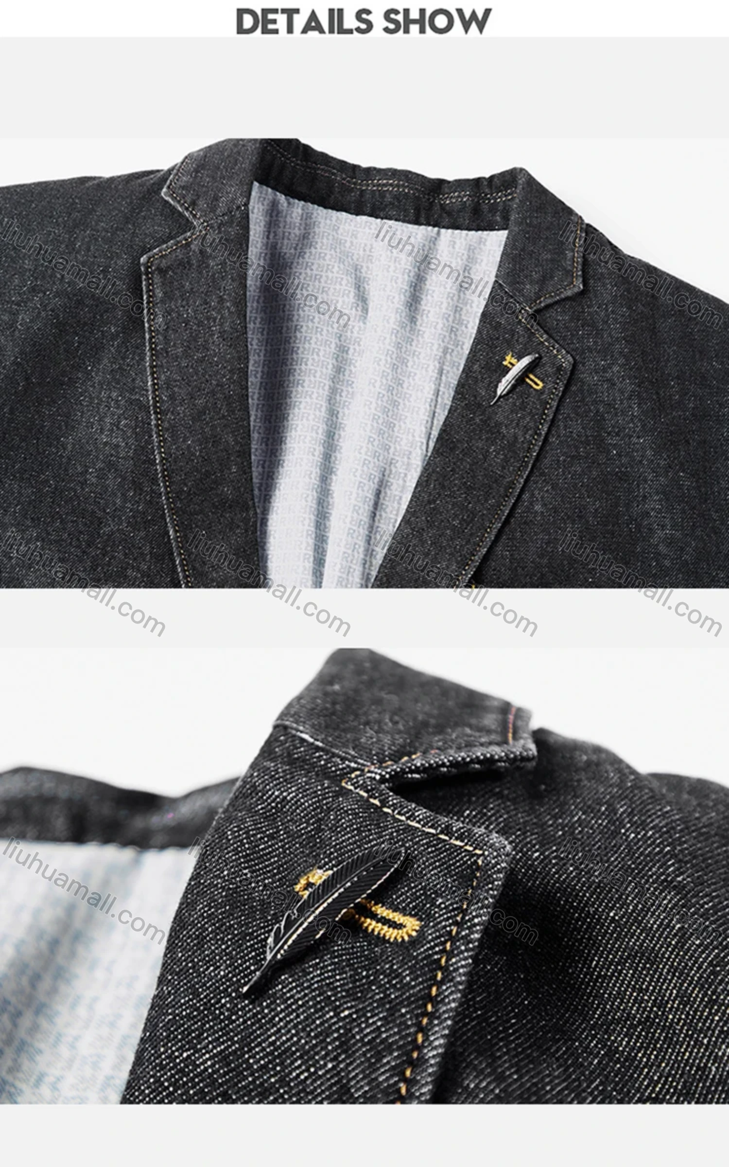 Wholesale Men's Business 100% Cotton Plain Single Breasted Patch Pockets Blazer 81985# - Liuhuamall