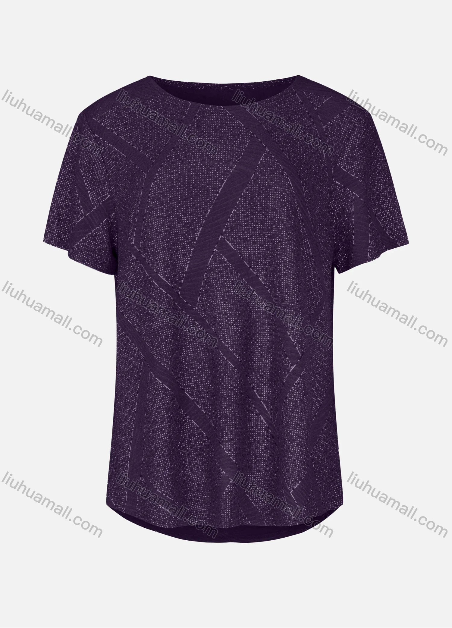 Wholesale Women's Casual Round Neck Short Sleeve Rhinestone Curved Hem Plain T-Shirt 03# - Liuhuamall