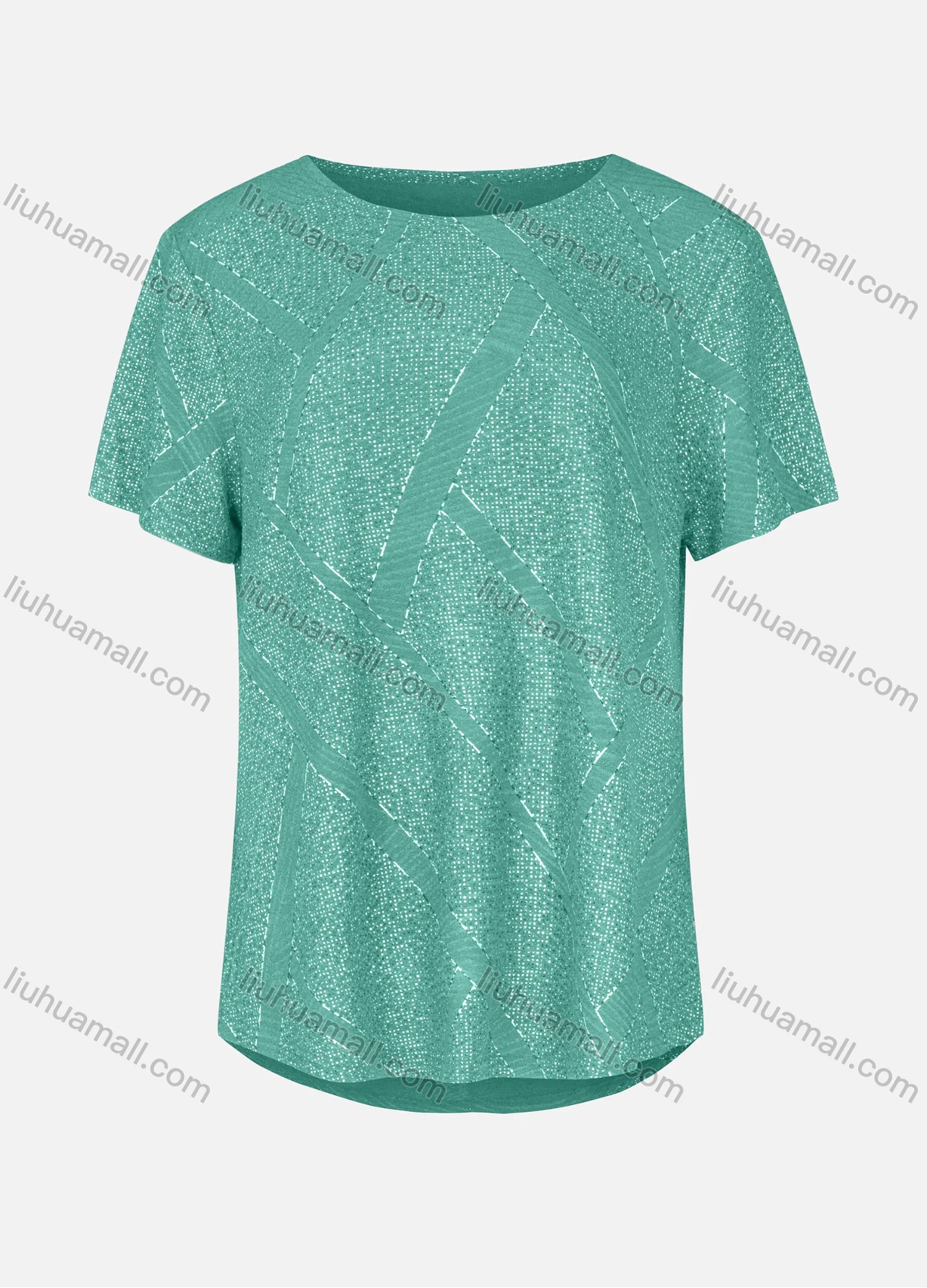 Wholesale Women's Casual Round Neck Short Sleeve Rhinestone Curved Hem Plain T-Shirt 03# - Liuhuamall