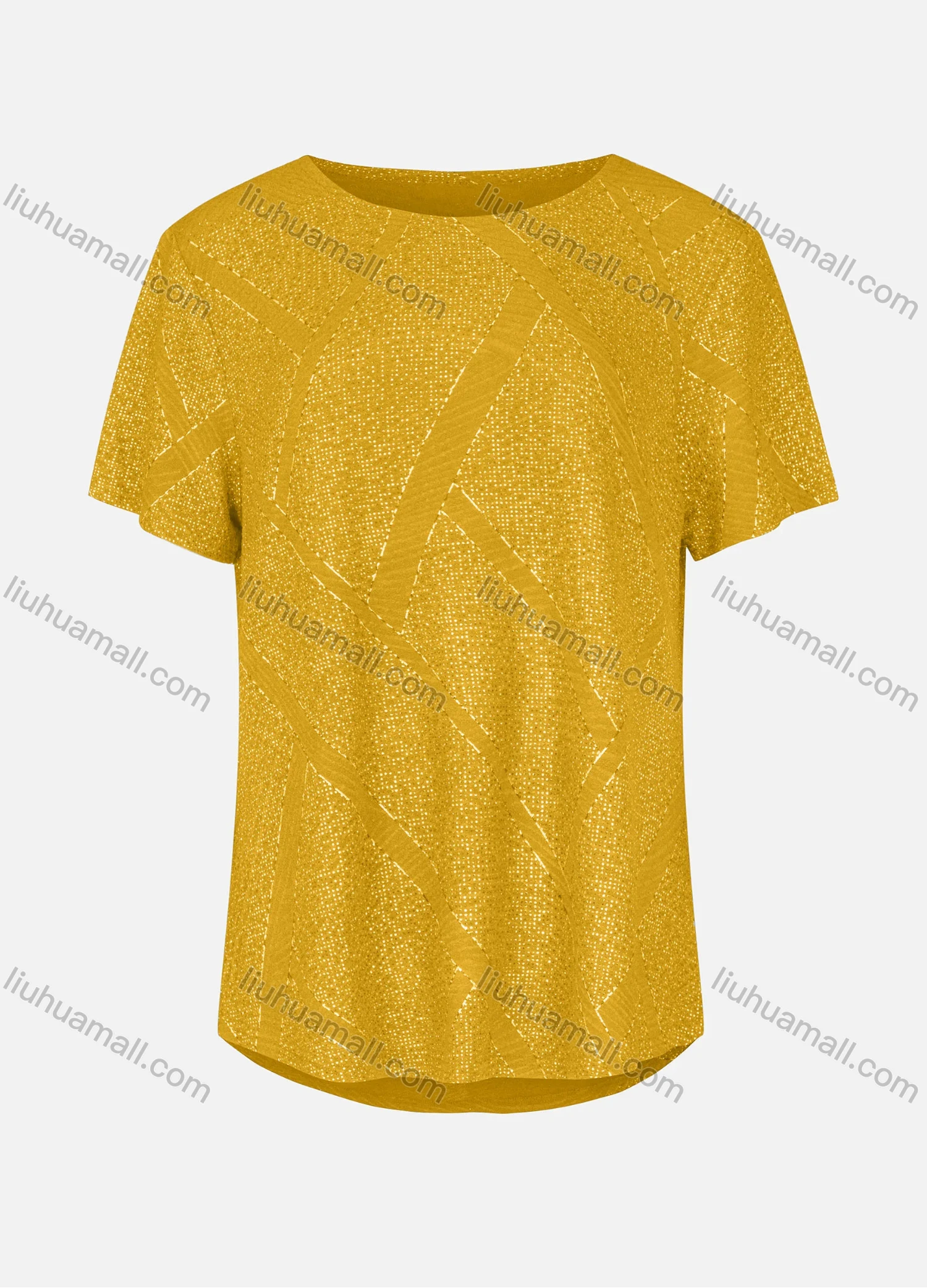 Wholesale Women's Casual Round Neck Short Sleeve Rhinestone Curved Hem Plain T-Shirt 03# - Liuhuamall