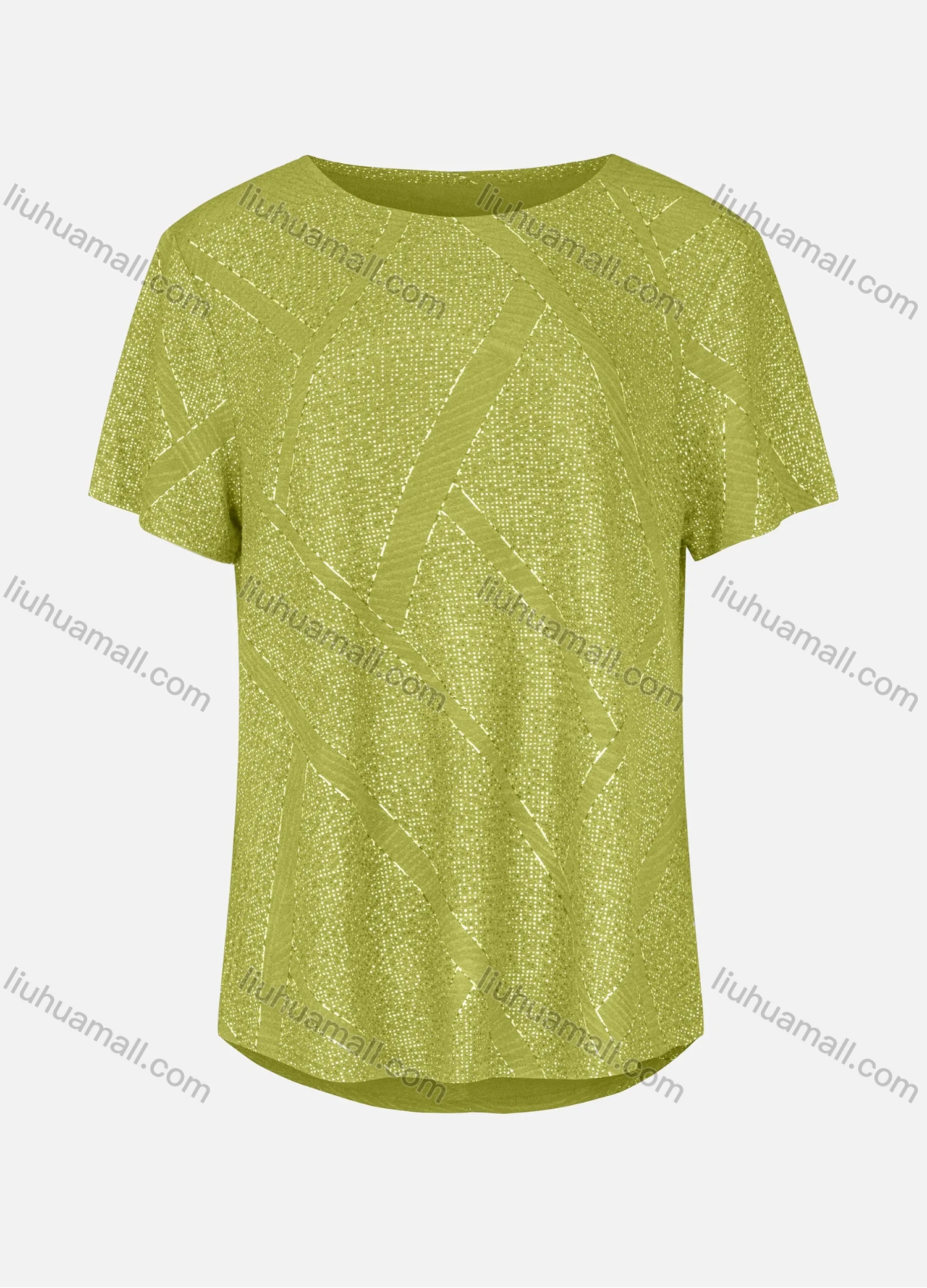 Wholesale Women's Casual Round Neck Short Sleeve Rhinestone Curved Hem Plain T-Shirt 03# - Liuhuamall