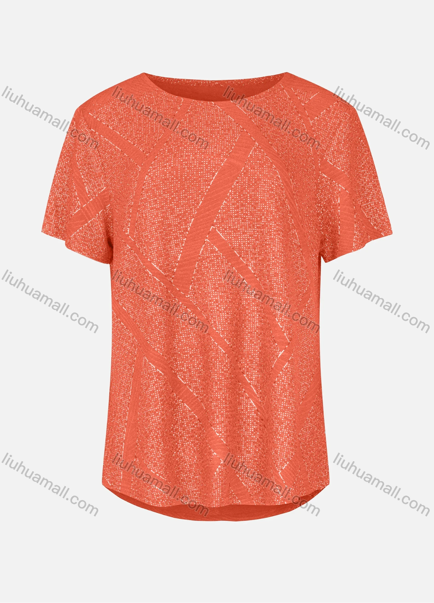 Wholesale Women's Casual Round Neck Short Sleeve Rhinestone Curved Hem Plain T-Shirt 03# - Liuhuamall