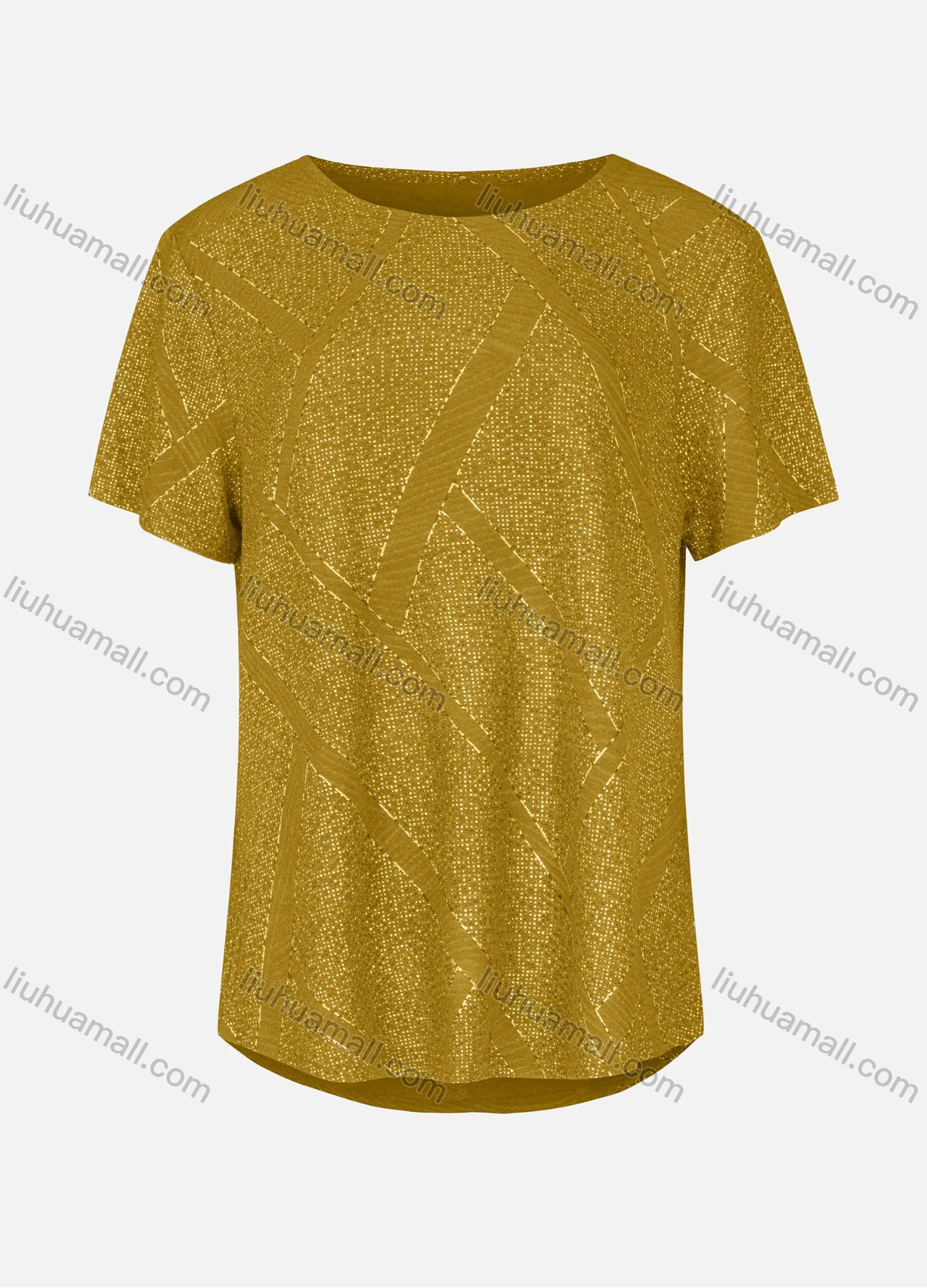 Wholesale Women's Casual Round Neck Short Sleeve Rhinestone Curved Hem Plain T-Shirt 03# - Liuhuamall
