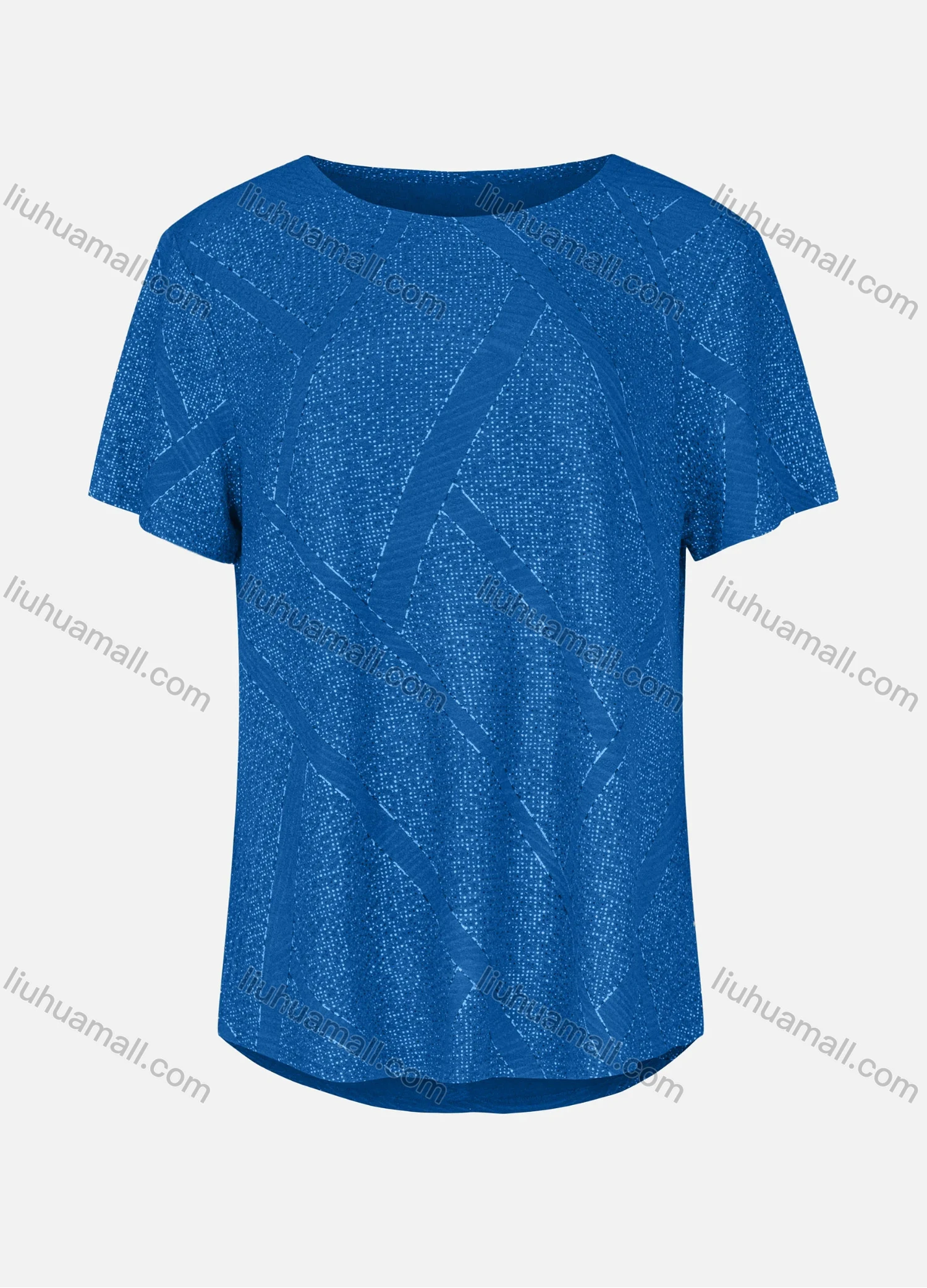 Wholesale Women's Casual Round Neck Short Sleeve Rhinestone Curved Hem Plain T-Shirt 03# - Liuhuamall