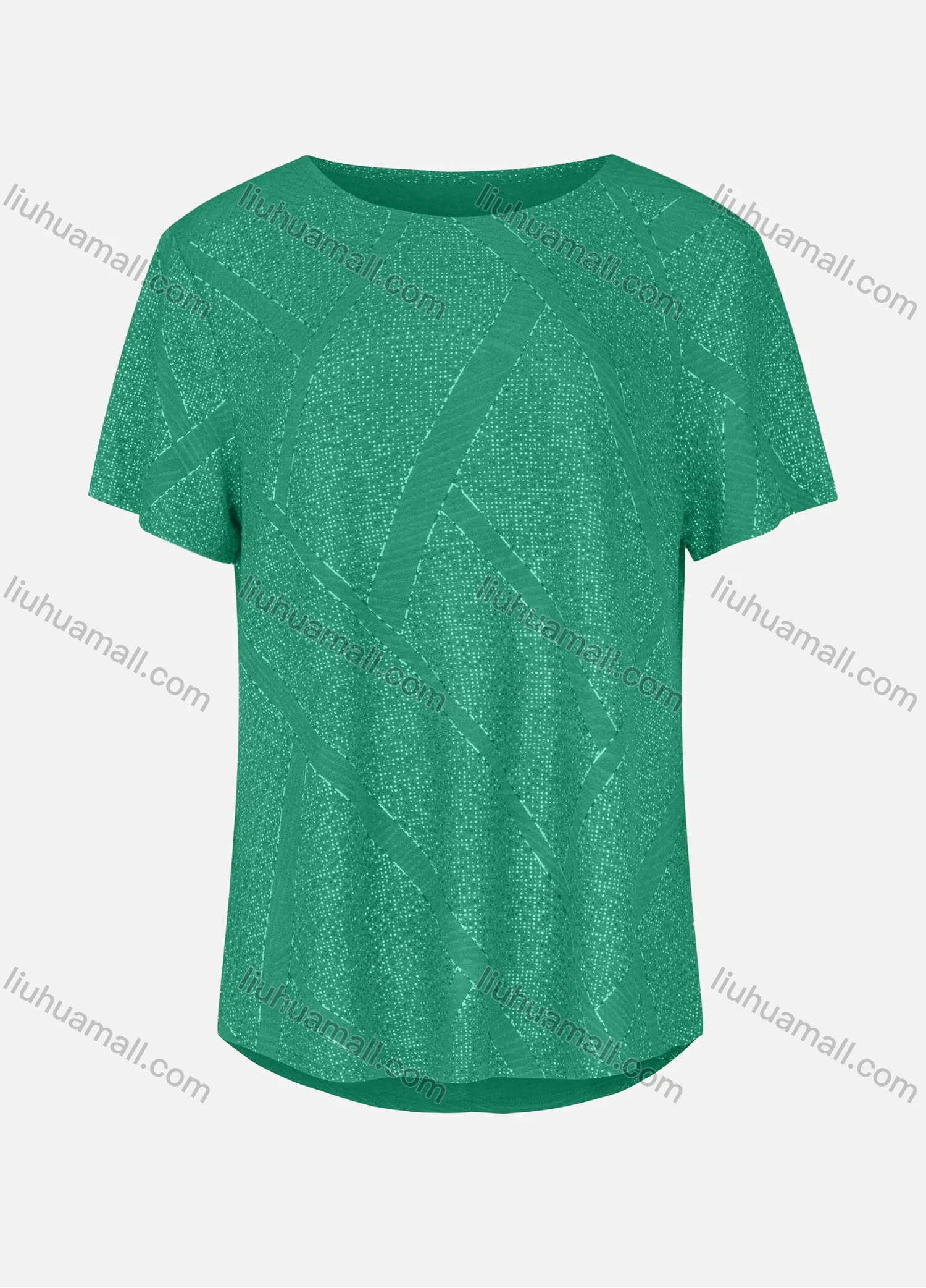 Wholesale Women's Casual Round Neck Short Sleeve Rhinestone Curved Hem Plain T-Shirt 03# - Liuhuamall