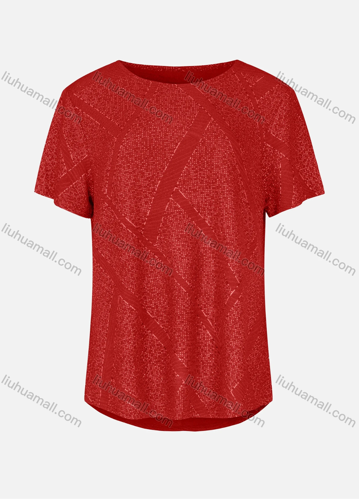 Wholesale Women's Casual Round Neck Short Sleeve Rhinestone Curved Hem Plain T-Shirt 03# - Liuhuamall