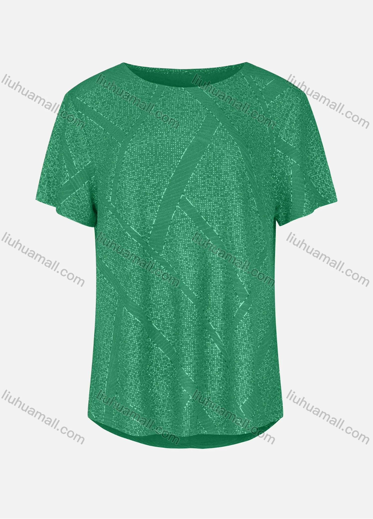 Wholesale Women's Casual Round Neck Short Sleeve Rhinestone Curved Hem Plain T-Shirt 03# - Liuhuamall