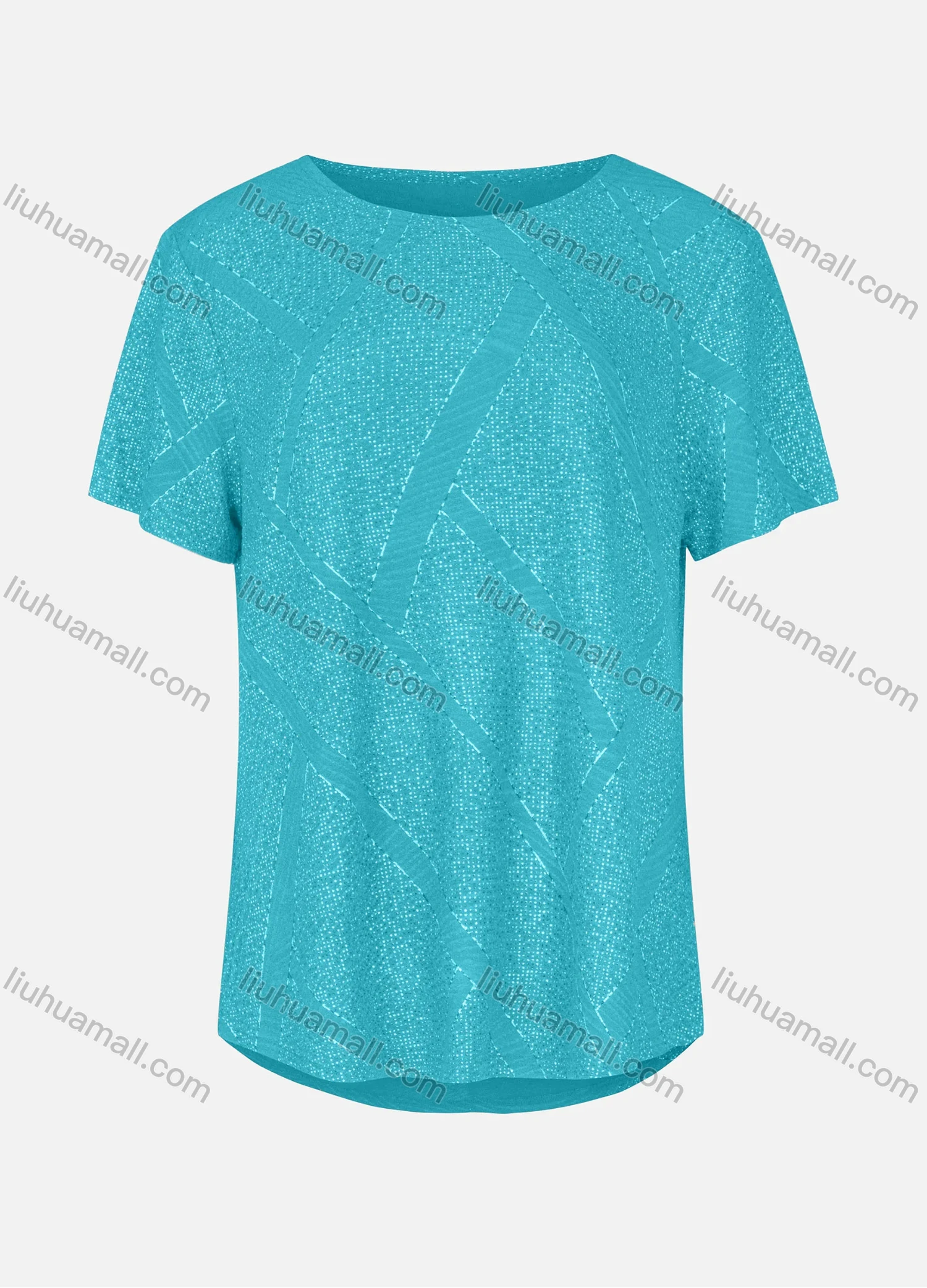 Wholesale Women's Casual Round Neck Short Sleeve Rhinestone Curved Hem Plain T-Shirt 03# - Liuhuamall