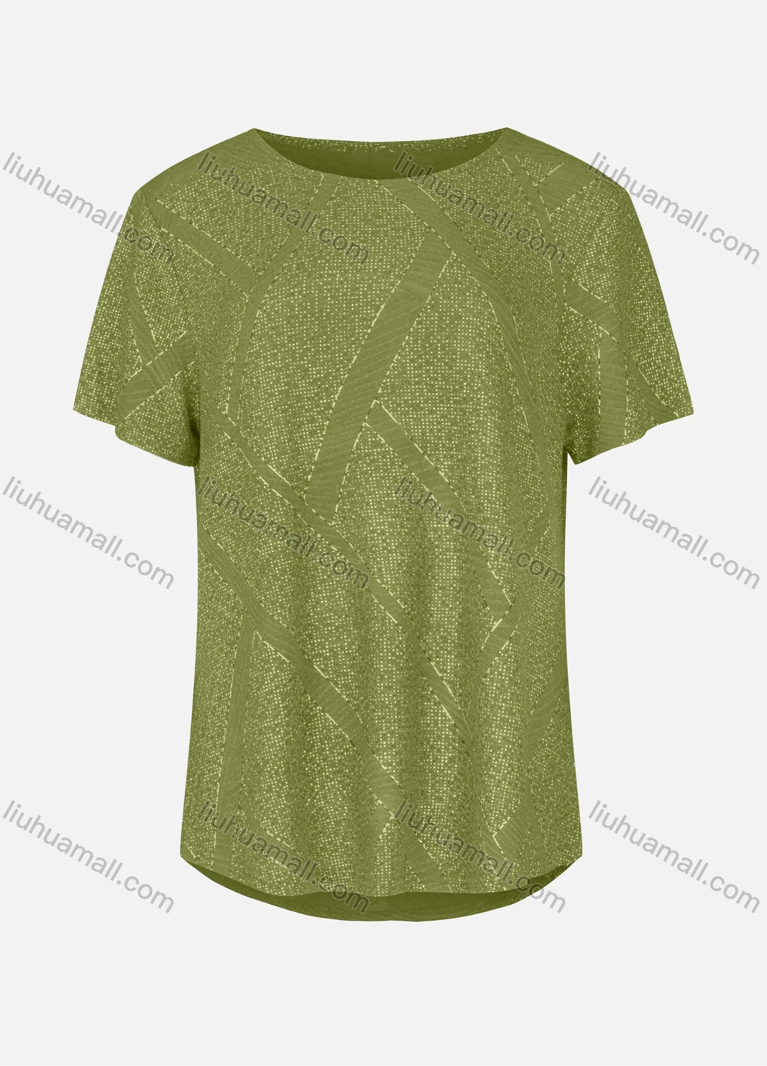 Wholesale Women's Casual Round Neck Short Sleeve Rhinestone Curved Hem Plain T-Shirt 03# - Liuhuamall