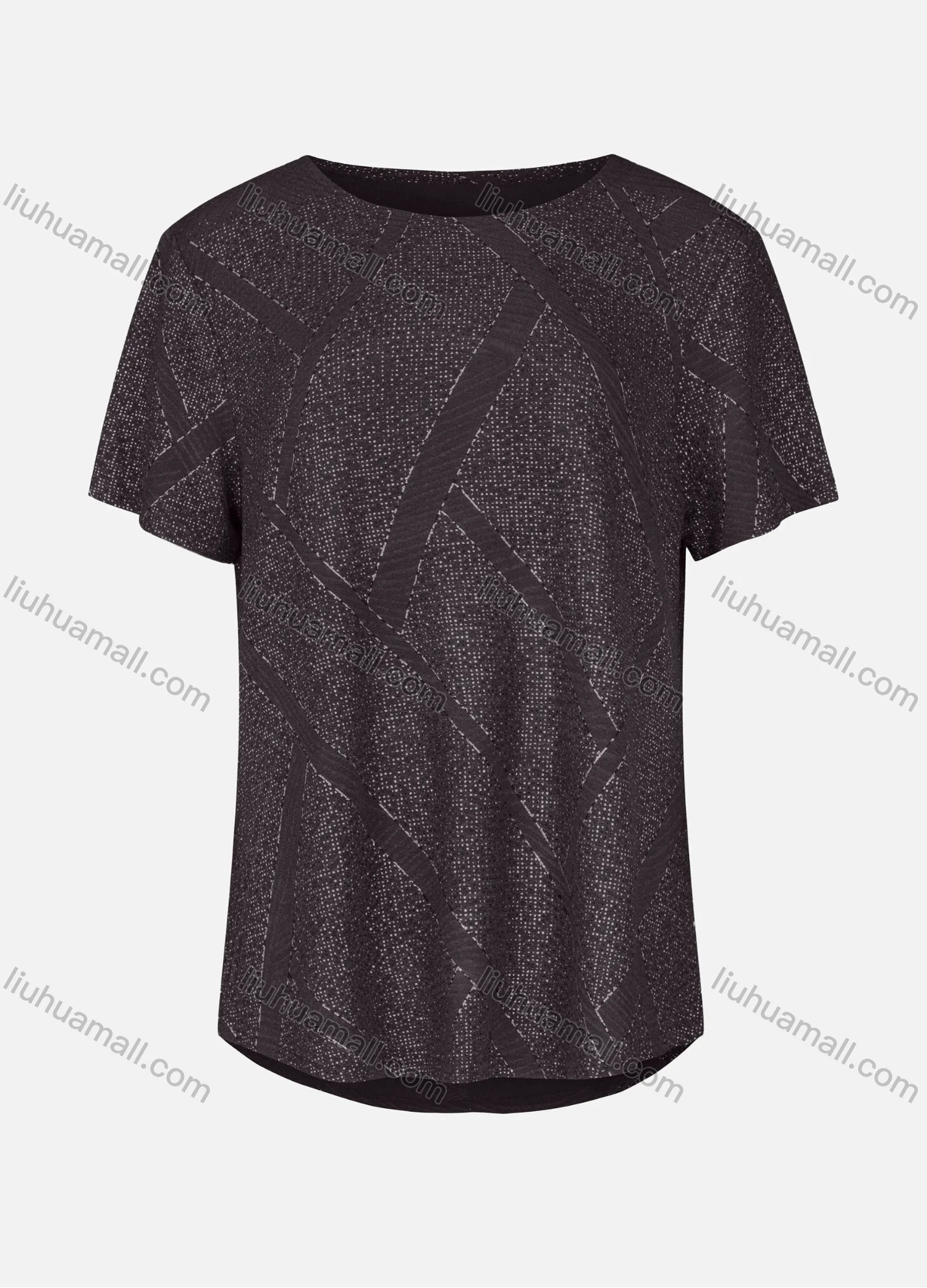 Wholesale Women's Casual Round Neck Short Sleeve Rhinestone Curved Hem Plain T-Shirt 03# - Liuhuamall