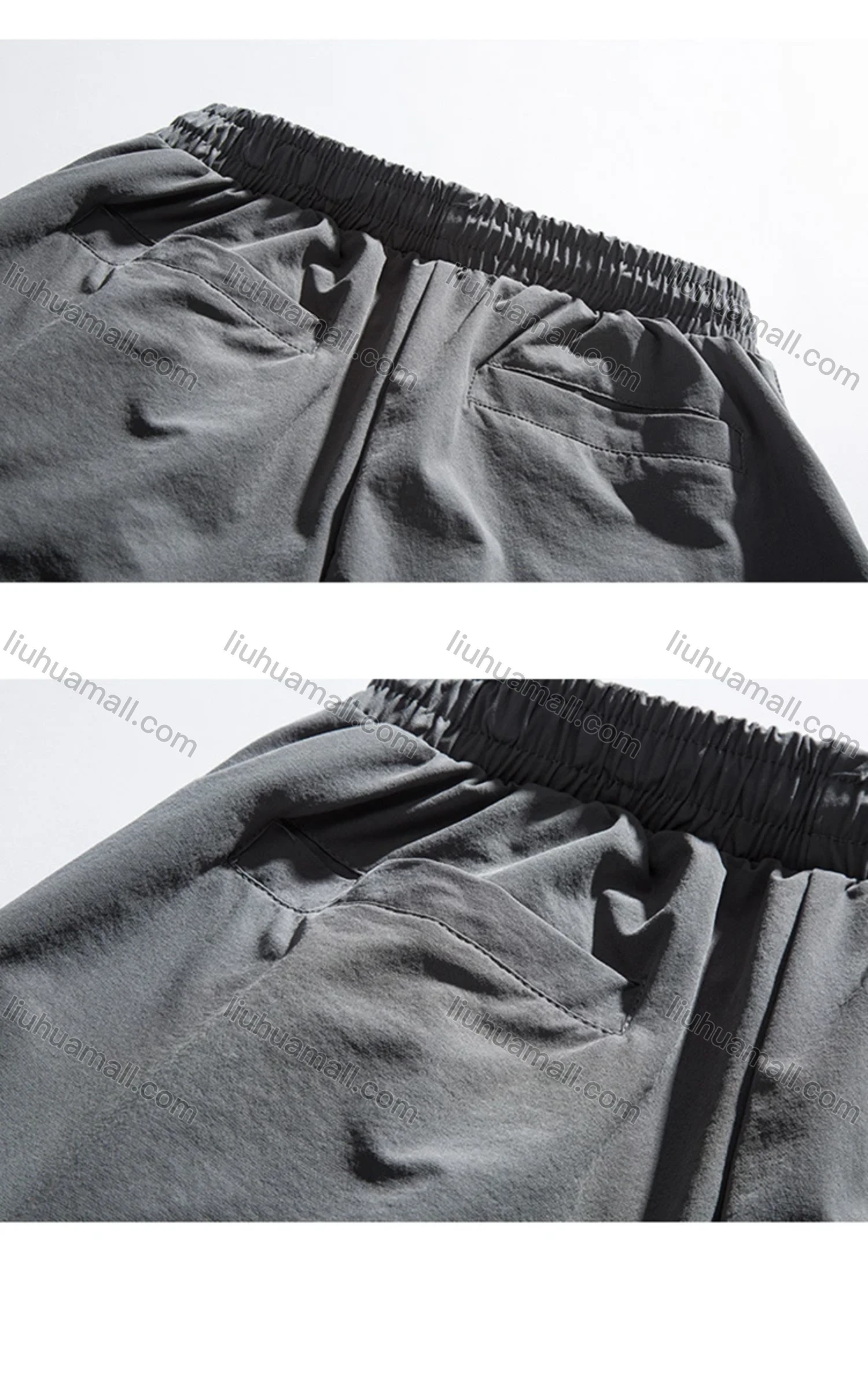 Wholesale Men's Casual Plain Elastic Waist Drawstring Flap Pockets Shorts - Liuhuamall