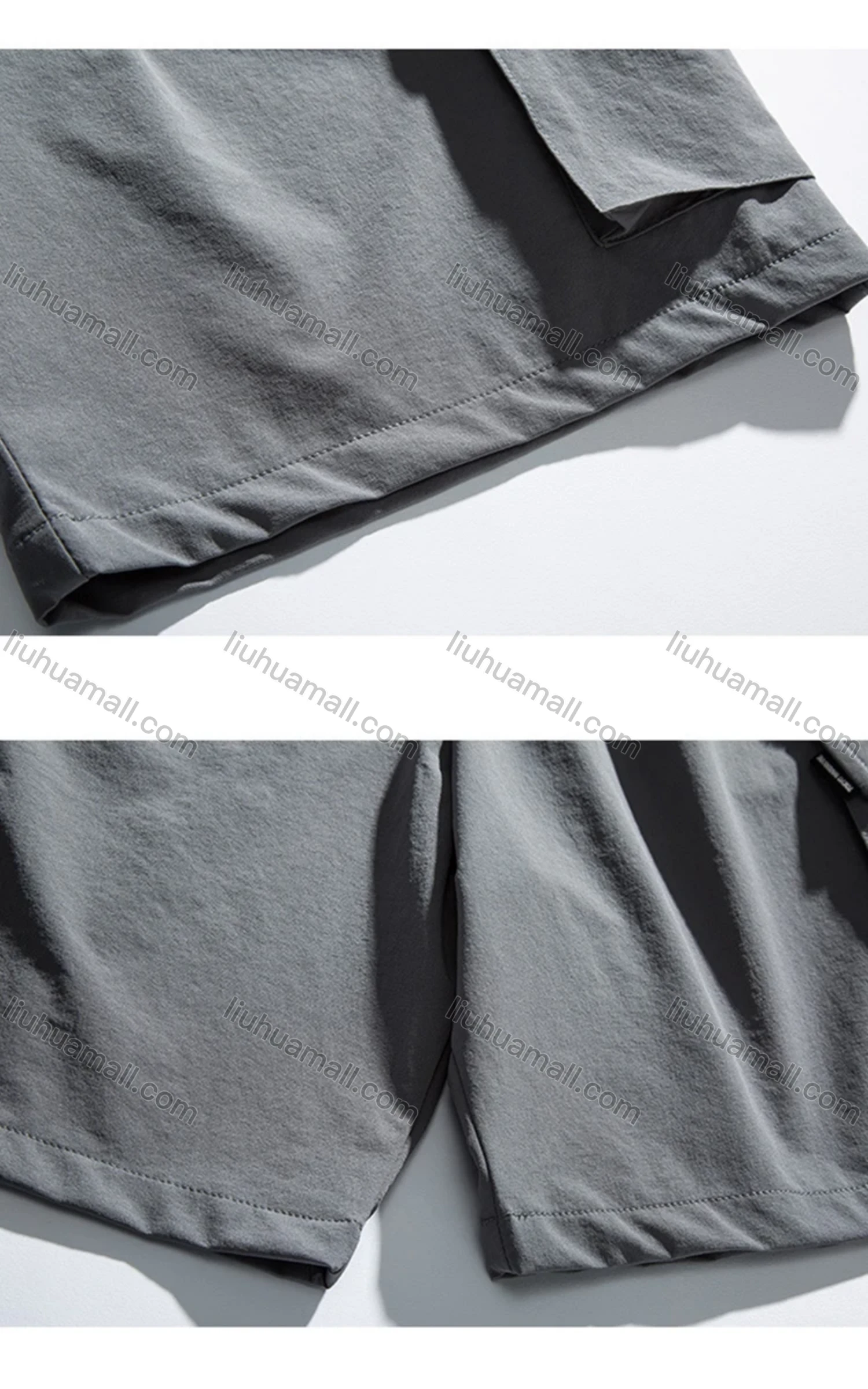 Wholesale Men's Casual Plain Elastic Waist Drawstring Flap Pockets Shorts - Liuhuamall