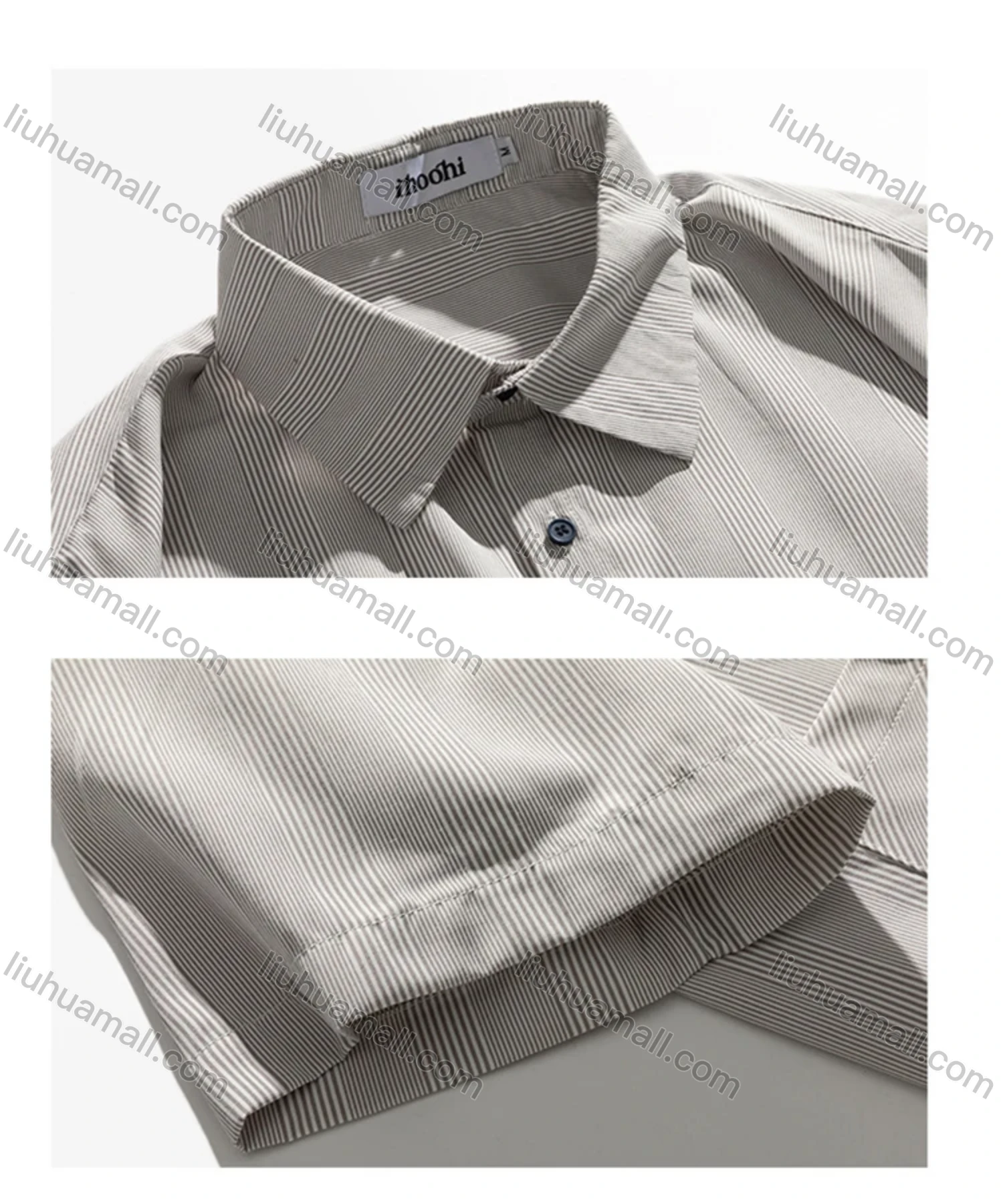 Wholesale Men's Casual Plain Shirt Collar Patch Pockets Button Down Shirt - Liuhuamall