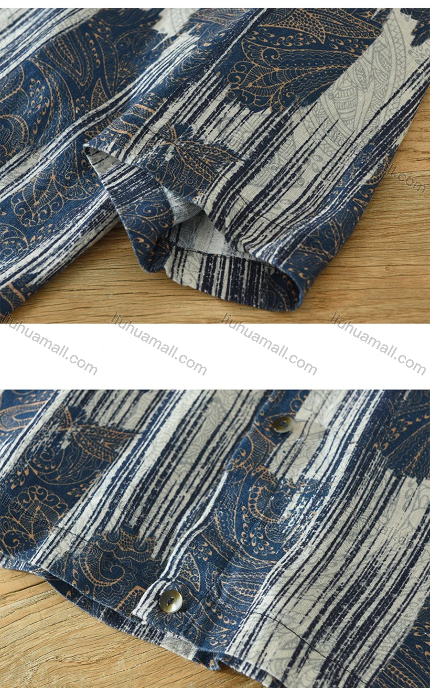 Wholesale Men's Casual Shirt Collar Allover Print Button Down Shirt 2537# - Liuhuamall