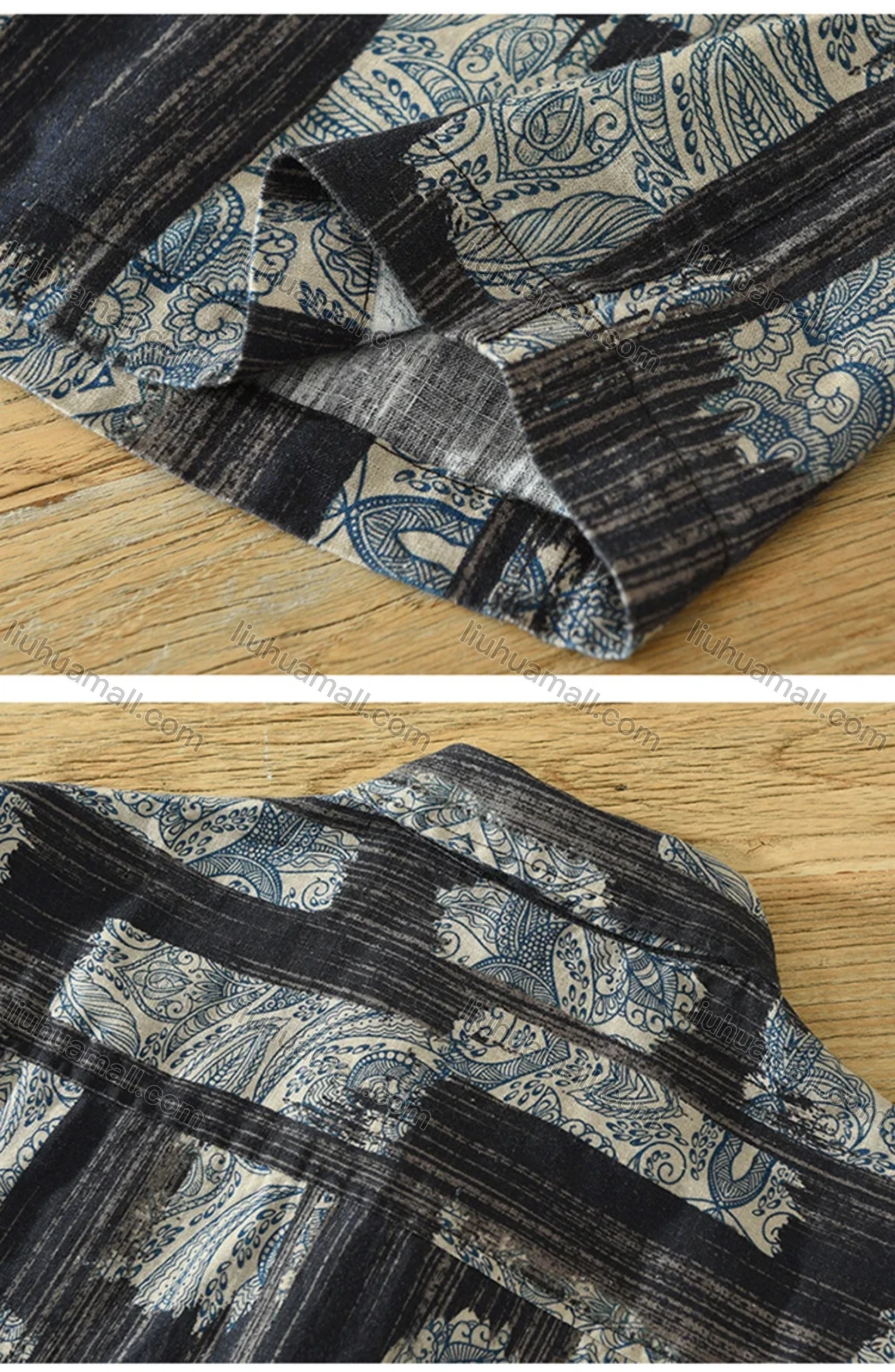 Wholesale Men's Casual Shirt Collar Allover Print Button Down Shirt 2537# - Liuhuamall