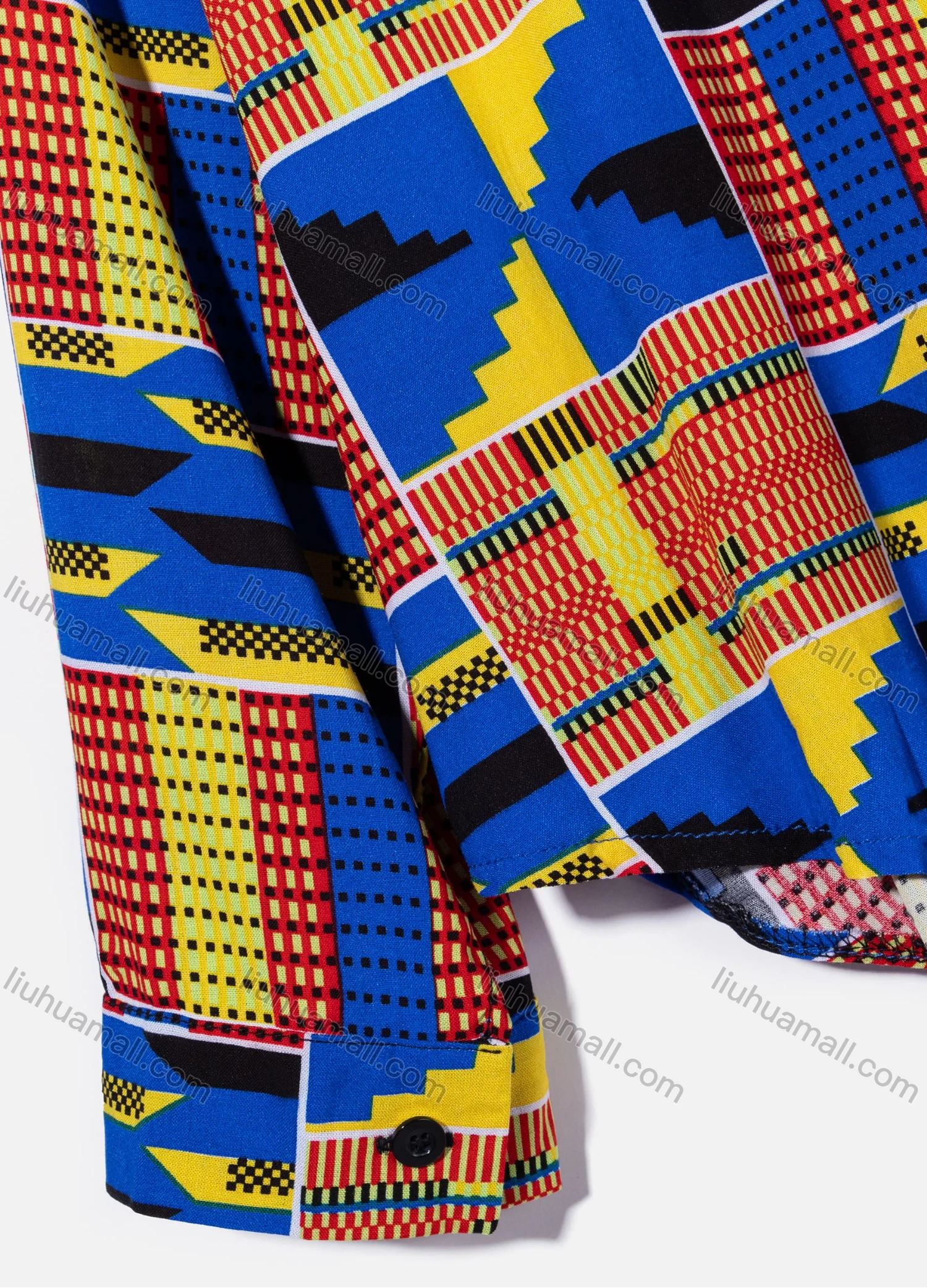 Wholesale Women's Plus Size Fashion Long Sleeve Button Down Allover Geo & Patchwork Print Shirt - Liuhuamall